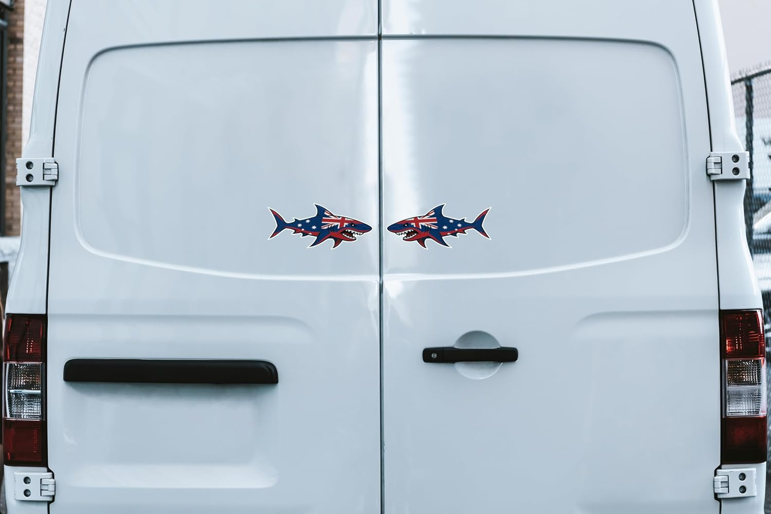 Australian Flag Shark Decal Stickers &ndash; Pair of 20Cm Vinyl Car Stickers | Weatherproof, Bubble-Free, Easy Peel & Stick | Aussie Flag Shark Design for Cars, Utes, Toolboxes, Windows & More image number 1