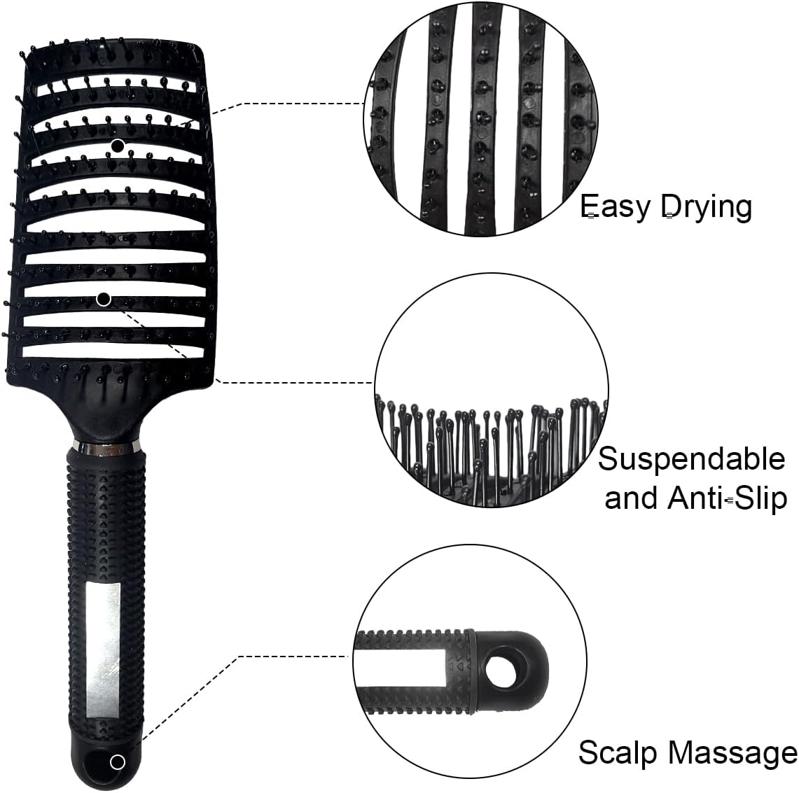 Ruayia Tooth Combs + Shark Tooth Comb Women, Wide Tooth Comb Kit for Men, Hair Styling Salon, Highlight Comb, Wide Tooth Comb, Curling Brush, Curling Comb, Coarse Teeth Comb - Black image number 6