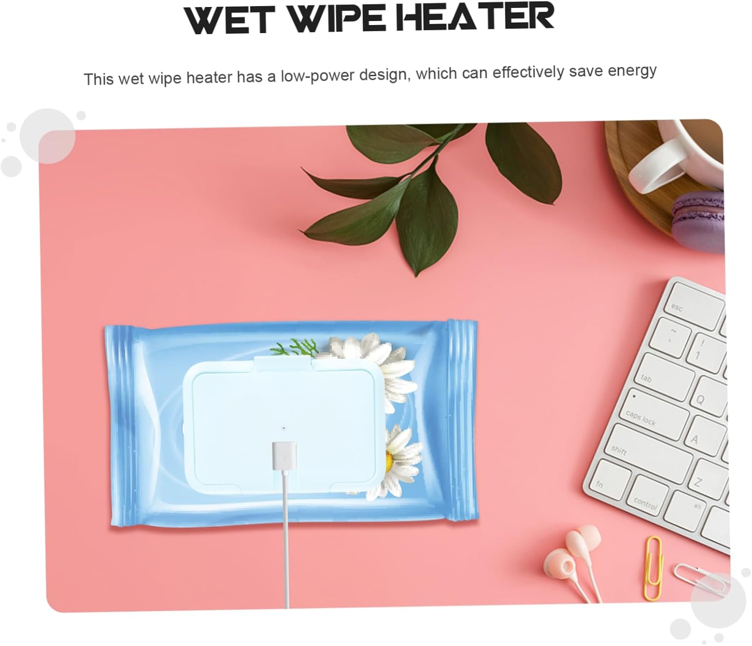 Ibasenice Baby Wipes Warmer Portable Device USB Cable, Pink Soft-Warm Wet Tissue Heater for Infant Care, Temperature Controlled Warmer for Travel and Car Use