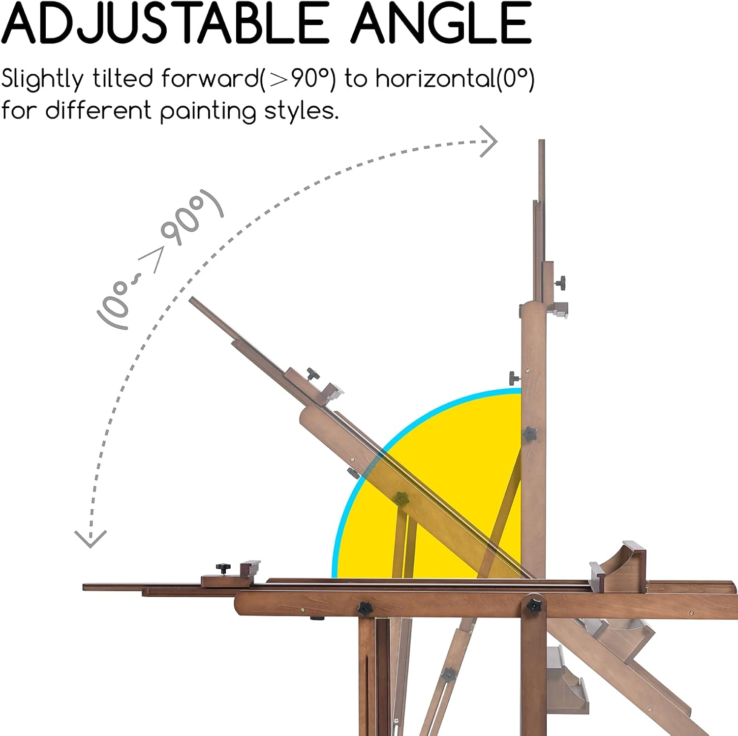 MEEDEN Extra Large H-Frame Studio Easel - Solid Beech Wooden Artist Professional Heavy-Duty Easel, Painting Art Easel Stand with 4 Premium Locking Silent Caster Wheels, Hold Max 82", Classic Walnut image number 4
