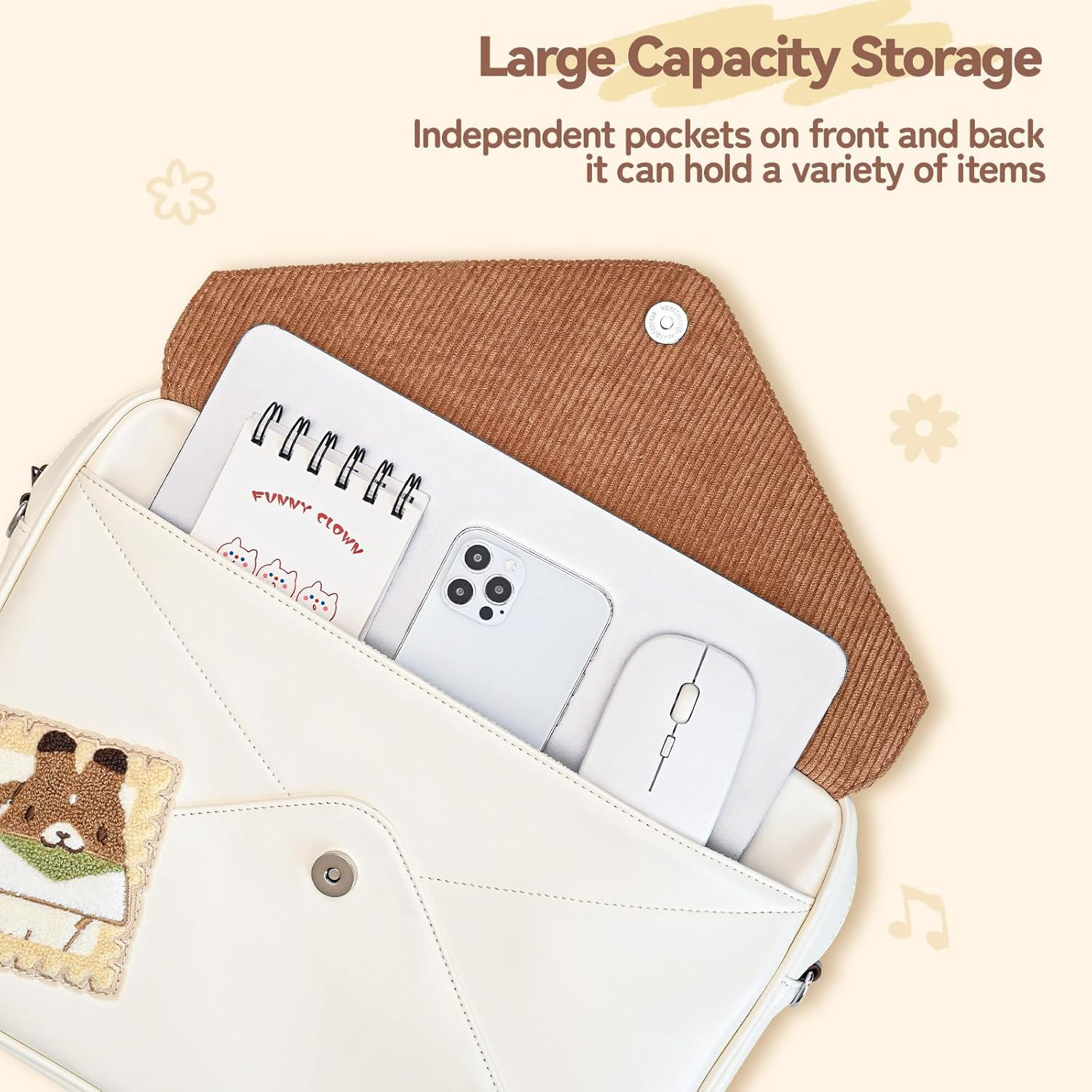 Geekshare Large Capacity Laptop Storage Bag - Crossbody & Handheld 14 Inch Laptop Sleeve Compatible with Ipad/Pro/Air, Waterproof Bag with Tablet Compartment - Team Timoth image number 2