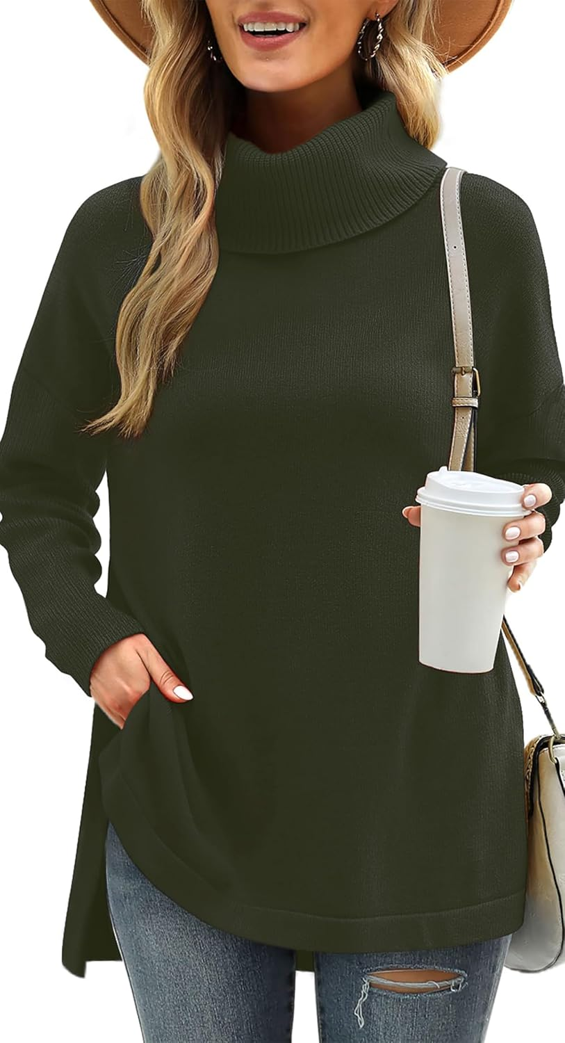 Vbcdwa Women'S Jumpers Batwing Long Sleeve Pullover Oversized Turtleneck Sweater Knitwear