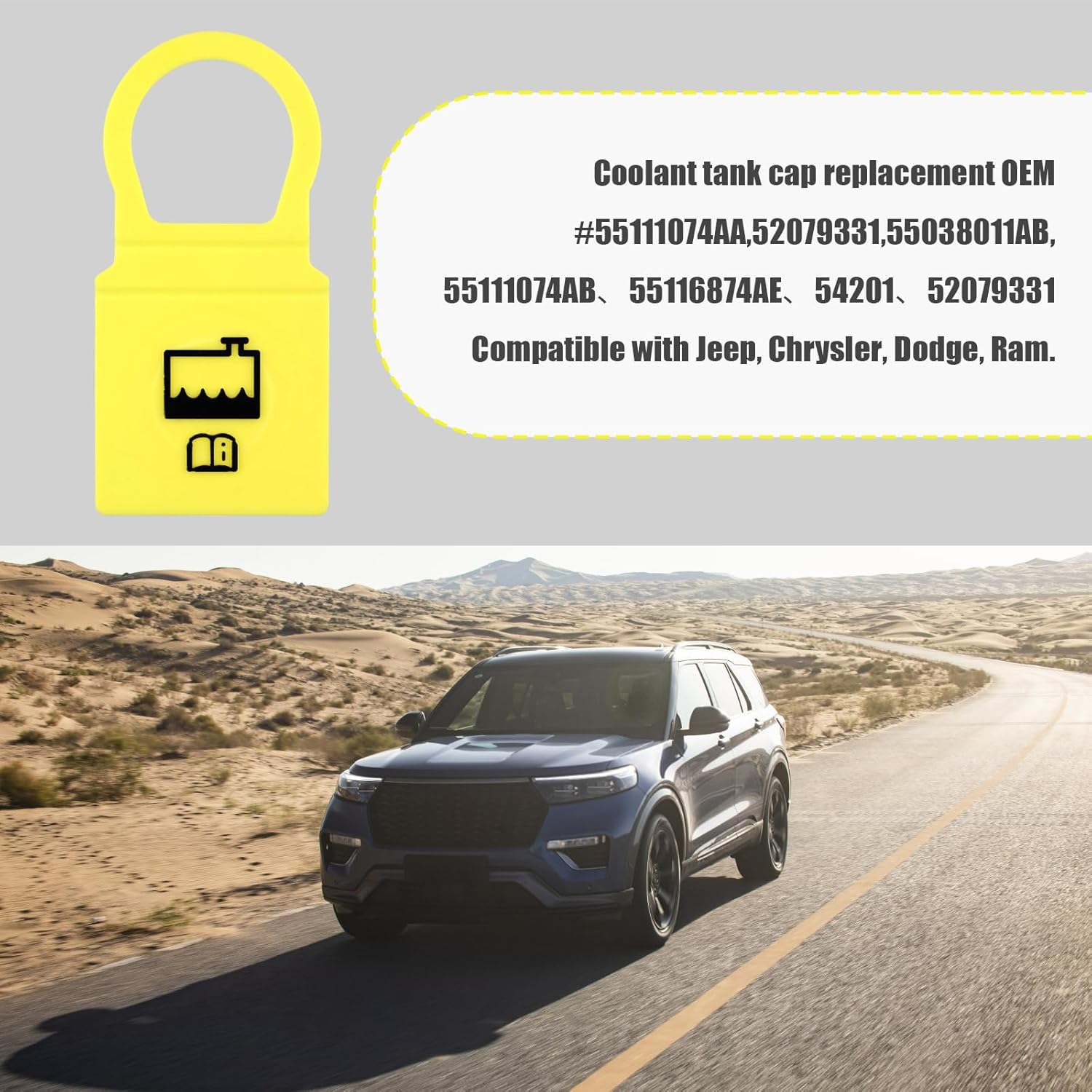 2Pcs Engine Coolant Reservoir Cap, Coolant Cap Replacement Radiator Recovery Overflow Tank Cap Tight Sealing Car Accessories Compatible with Jeep Chrysler Dodge Ram image number 6