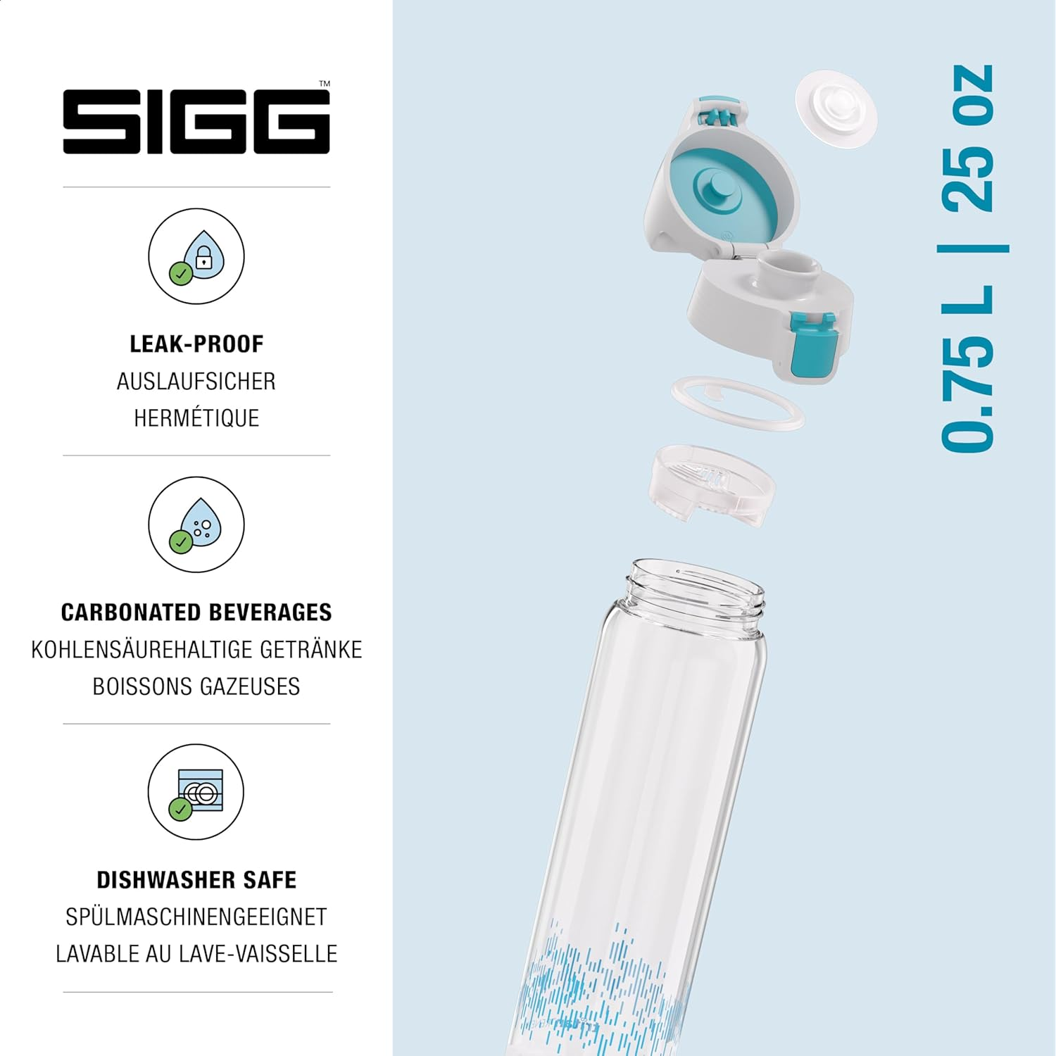 SIGG - Tritan Water Bottle - Total Clear ONE Myplanet Aqua - Suitable for Carbonated Beverages - Dishwasher Safe - Leakproof - Lightweight - Scratch Resistant - BPA Free - 25 Oz image number 4