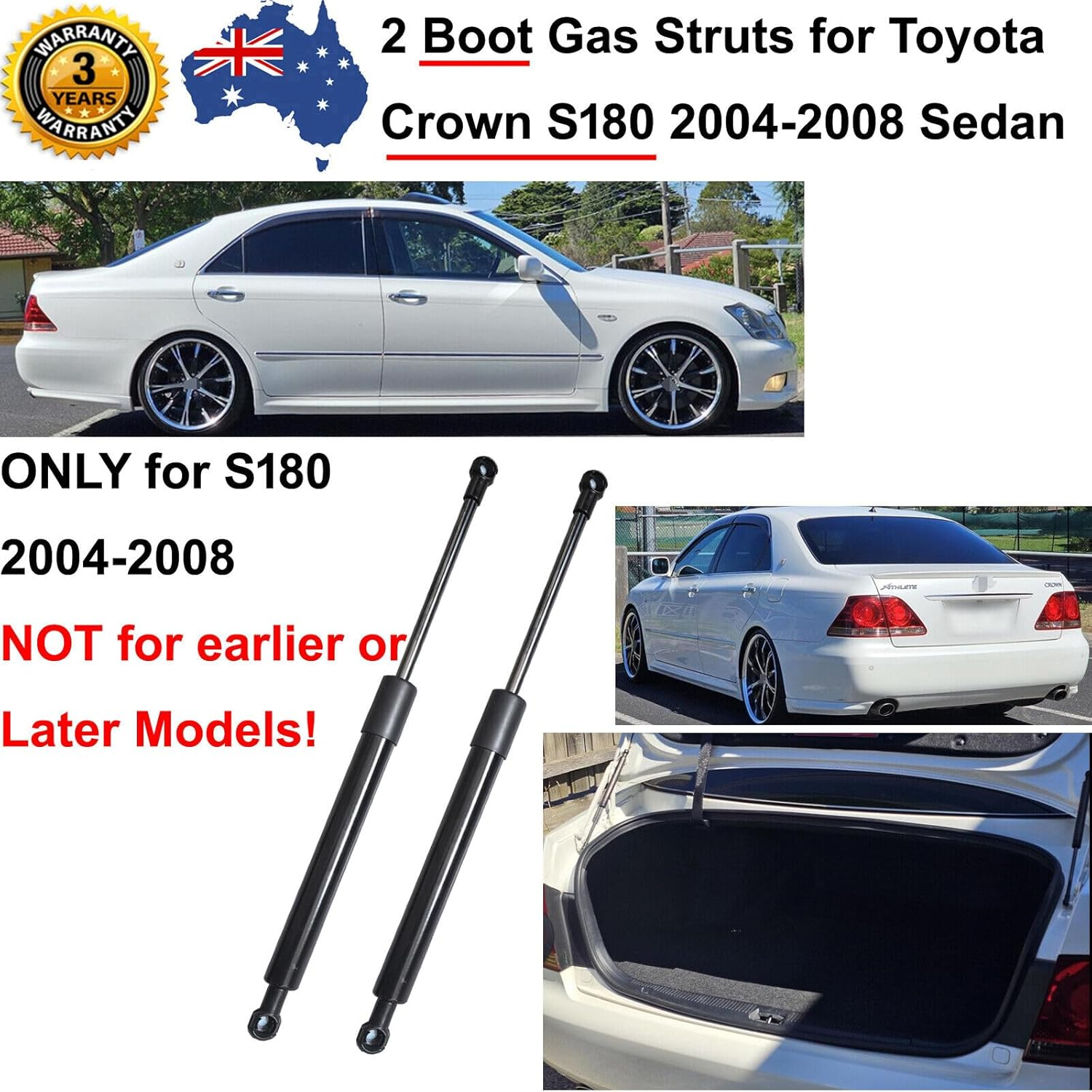 2 Sedan Tailgate Gas Struts for Toyota Crown S180 2004-2008 GRS184 UZS186 GRS182 S200 2008-2012 GRS202 GWS204 GRS204 Boot image number 3