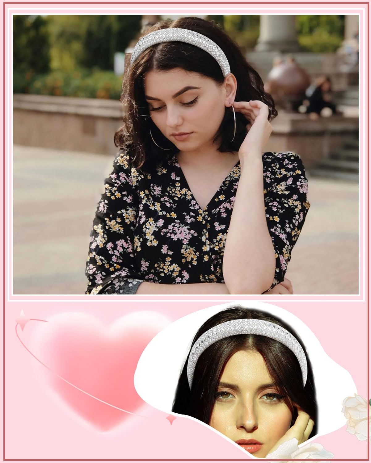 IPNSDON 1PC Fashion Hair Band Rhinestone Crystal Non-Slip Hairband Hair Band for Women and Girls image number 4