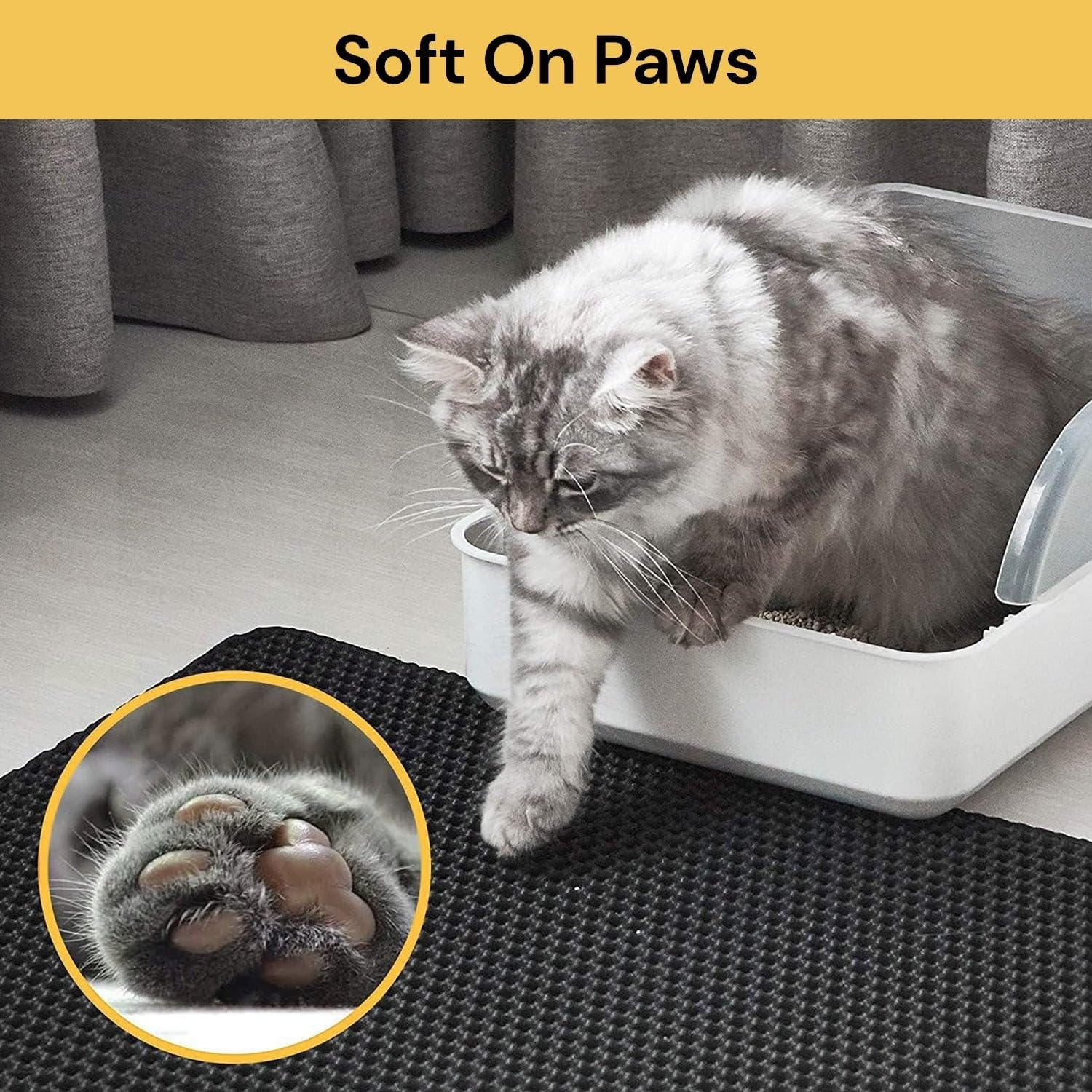 Cat Litter Box Mat Litter Double-Layer Design Waterproof Urine Proof Material, Easy Clean and Floor Carpet Protection Best Scatter Control Easy to Clean, Soft on Paws Cat Tray Mat (Large) image number 1
