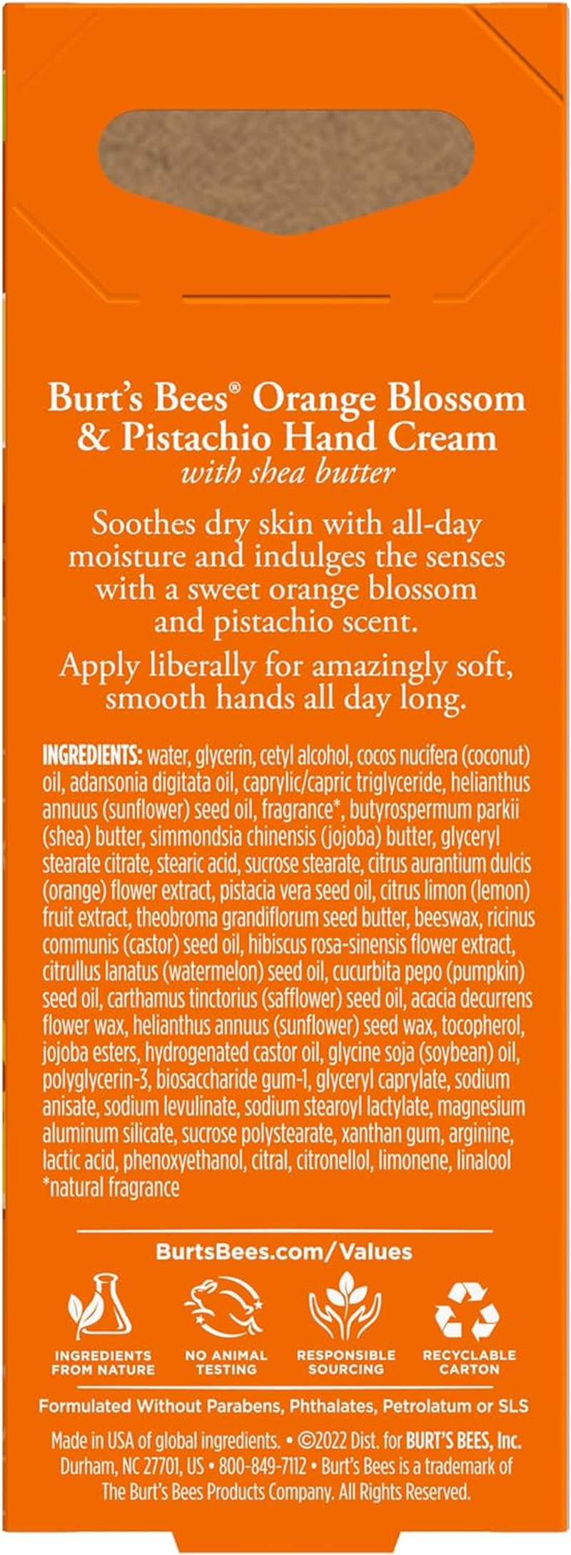 Burt&rsquo;S Bees Orange Blossom and Pistachio Hand Cream with Shea Butter, 1 Ounce image number 6