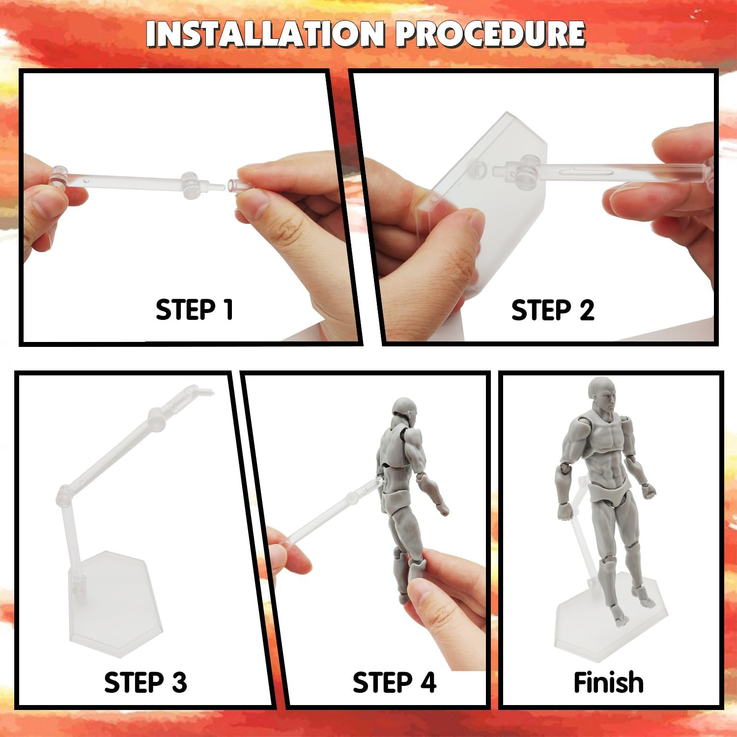 Artists Manikin Blockhead Jointed Mannequin Drawing Figures,Small Figure Model for Sketching, Painting, Drawing, Artist Male+Female Set image number 4