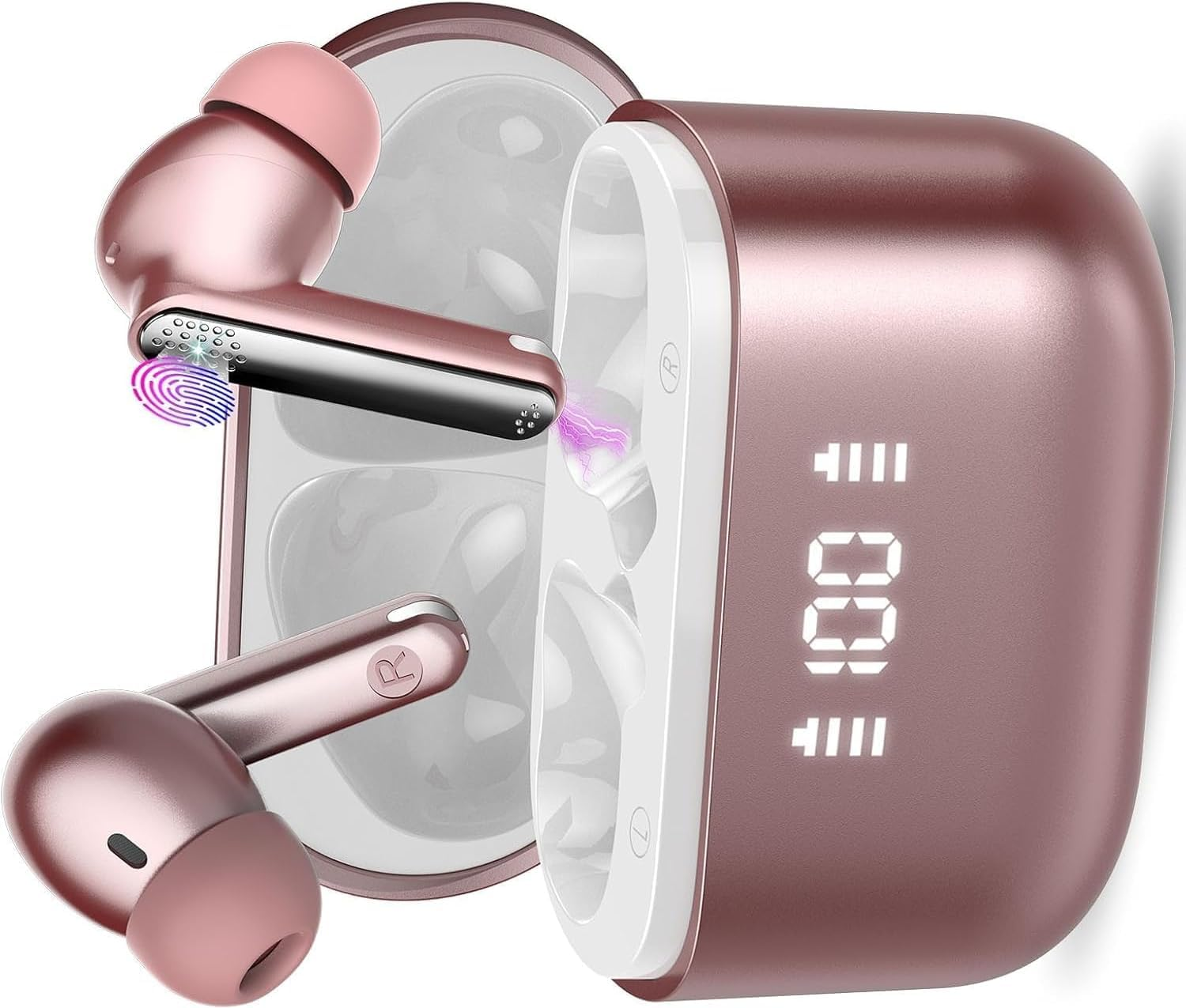 AI Language Translator Earbuds, 3-In-1 Translation Headphones with 134 Real Time Languages, 48H Ear Buds Rose