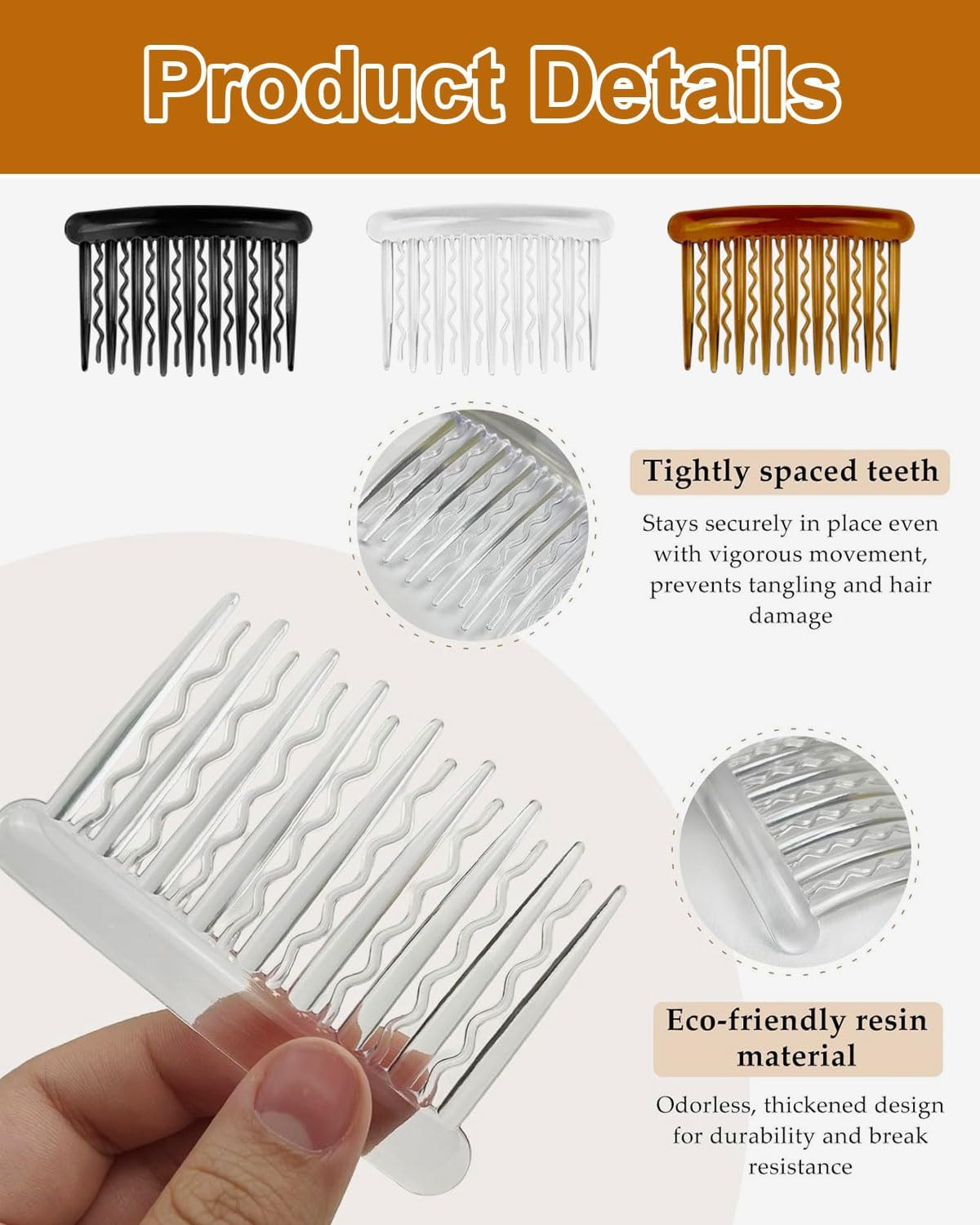 TPZORJX Pack of 6 Hair Combs for Clip-In, Hair Comb, French Twist Hair Combs, Plastic Side Combs with 17 Teeth Hair Comb for Girls and Women image number 4