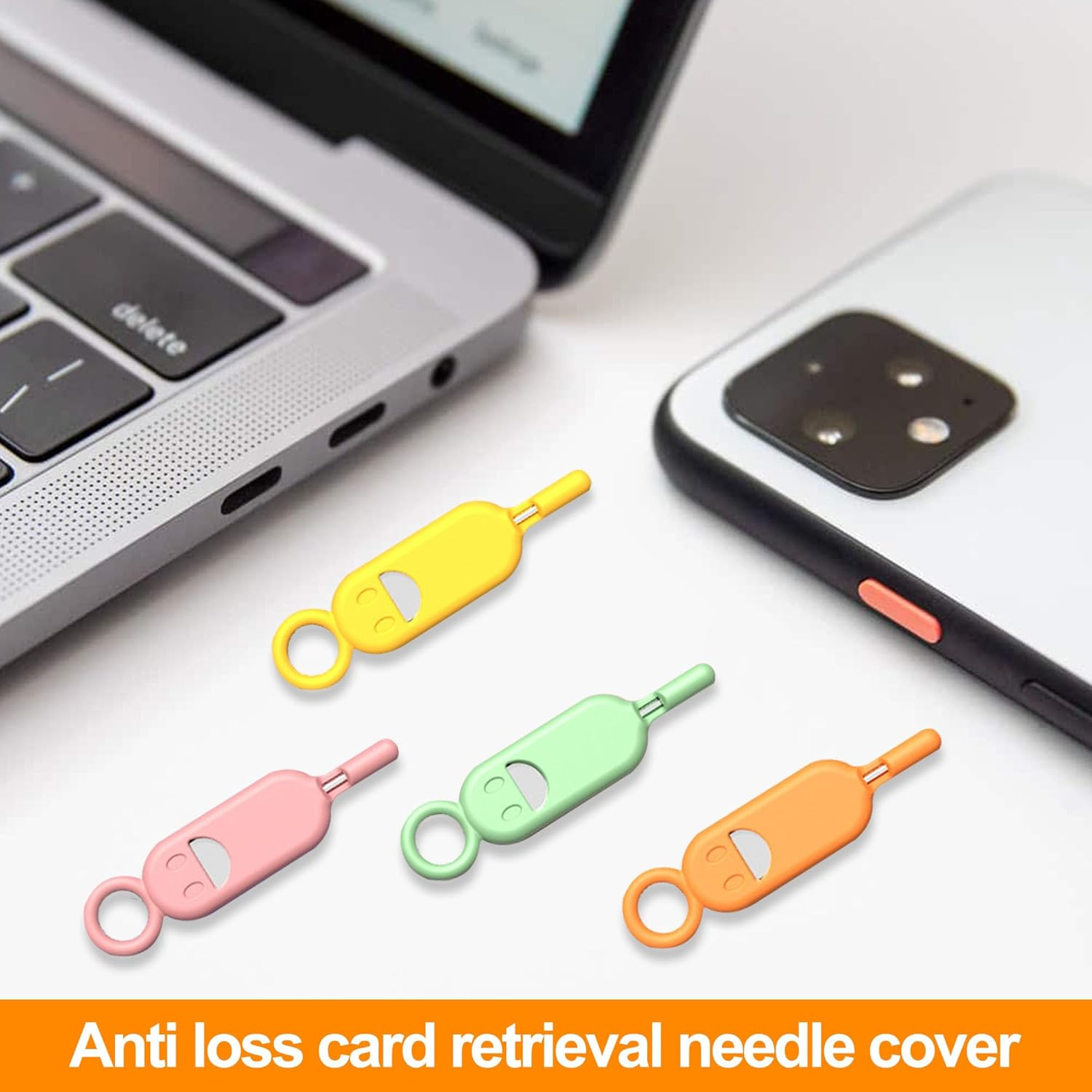 4PCS SIM Card Removal Tool Silicone Can Be Used Repeatedly SIM Card Holder with Keychain Anti-Loss and Portable SIM Pin Ejector Case Fits All Phones Tablets and Electronics image number 3