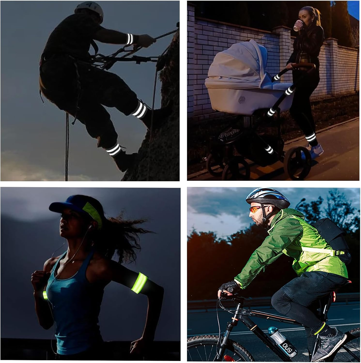 Pack of 4 Bicycle Trousers Clips and 2 Trousers Clips for Cyclists, Bicycle Trousers Clip, Reflective Band for Cycling Jogging, Trouser Protection Bicycle for Men Women (Green, Black) image number 2