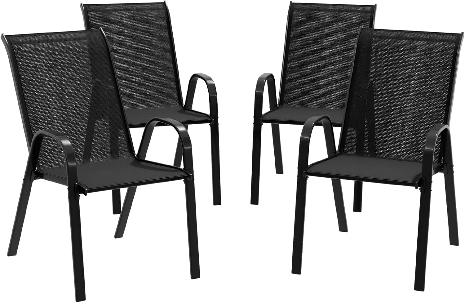 ALFORDSON Outdoor Patio Bistro Chairs 2 Pcs Uv-Resistant PE Wicker, 2X Stackable Outdoor Lounge Chairs with Metal Frame for Conversation Set Coffee Table, Black