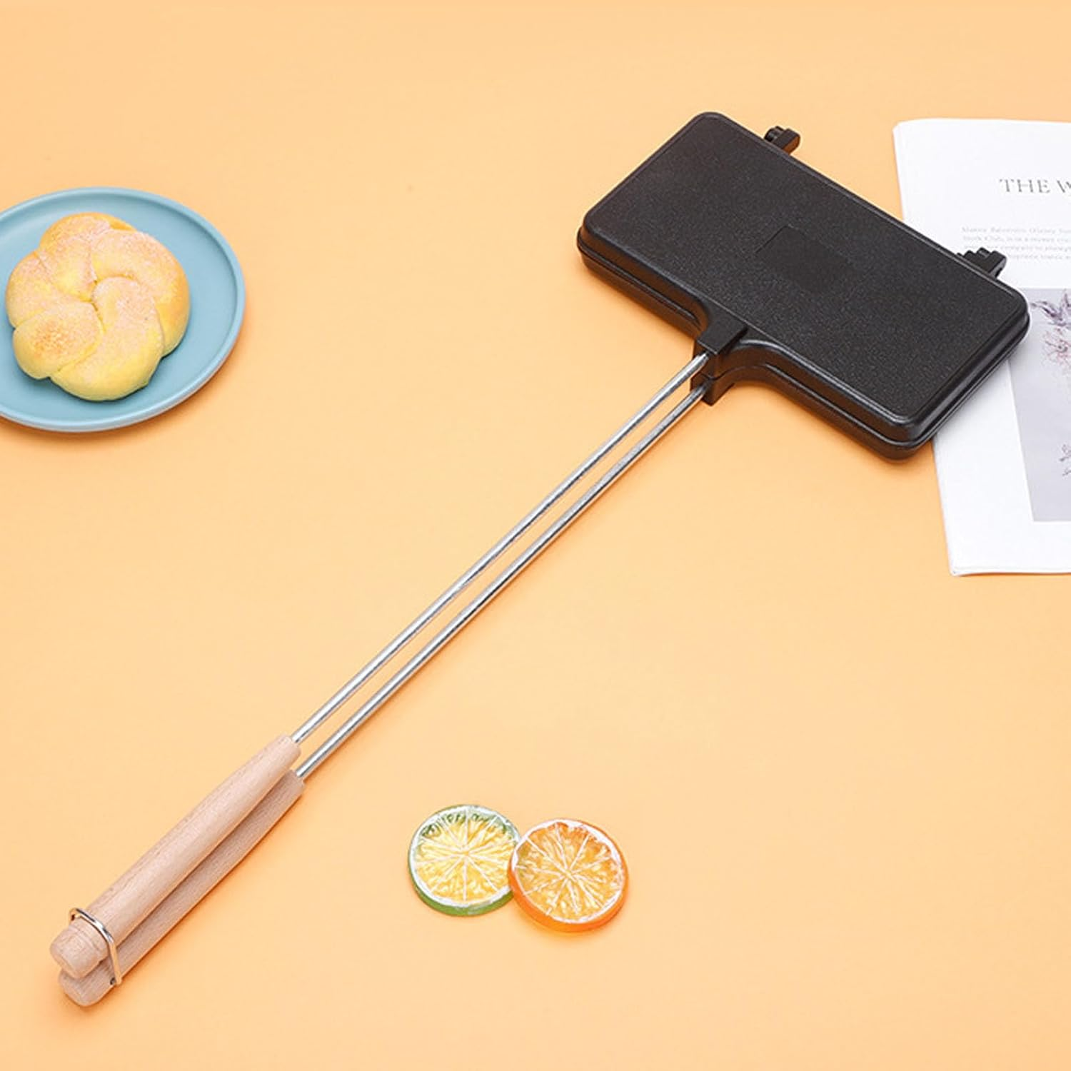 Hot Maker, Aluminum Alloy Grilled Cheese Maker with Long Handle, Double Sided Nonstick Hot Dog Toaster Baking Pan Flip Grill Pan for Breakfast image number 6