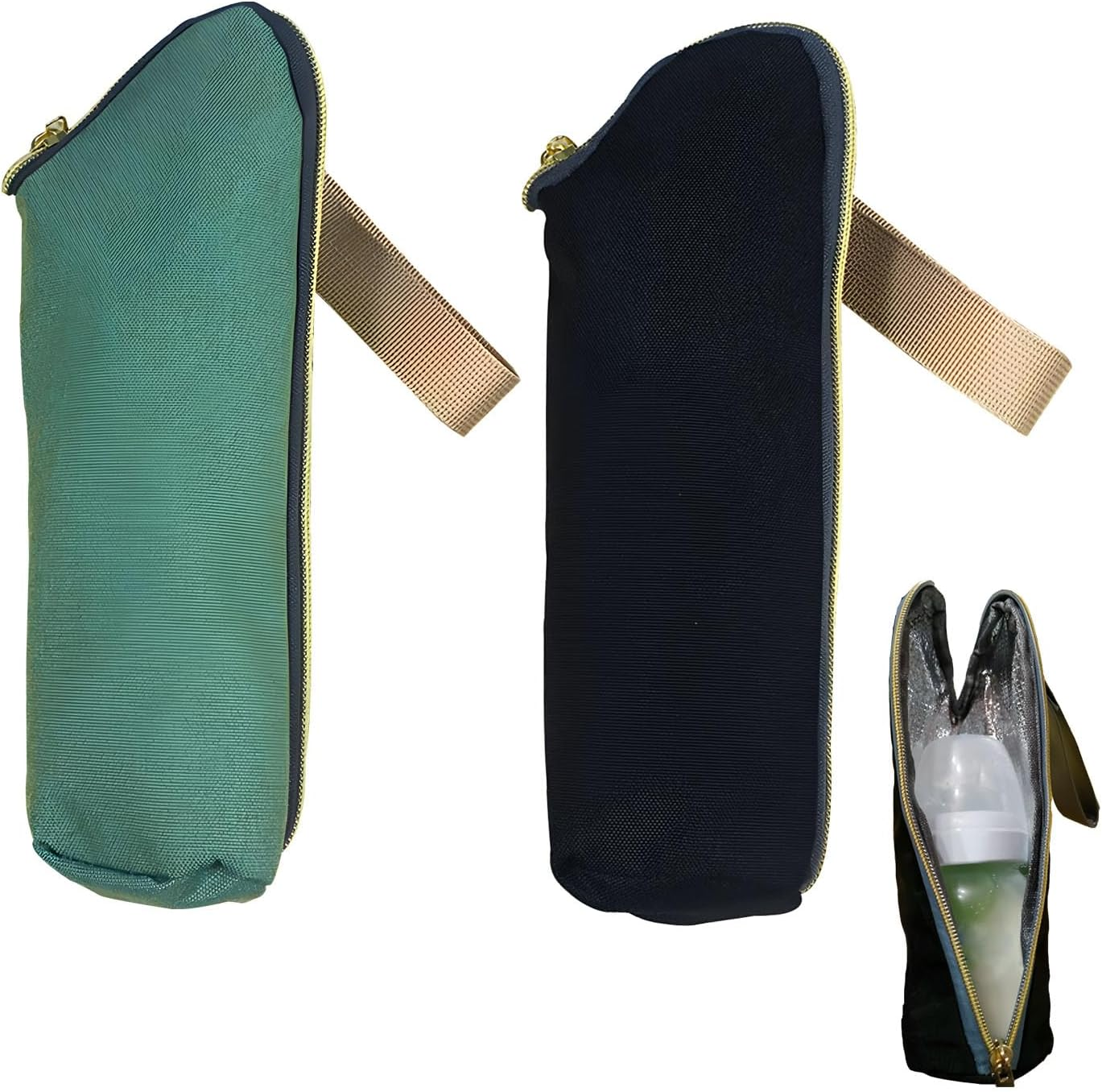 2Pcs Insulated Baby Bottle Tote Bags - Baby Bottle Warmer Bag & Breastmilk Cooler Bag | Leakproof Feeding Bottle Bag for Daycare, Travel, Stroller | Durable Waterproof Design with Hanging Clip image number 1