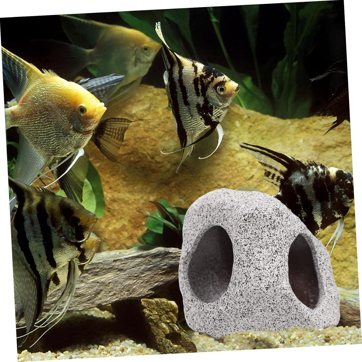 JOINPAYA Fish Tank Hide Cave for Shrimp Fish Decorative Aquarium Hiding Cave Lightweight Breeding Shelter Natural Rock Color for Aquatic Environments image number 1