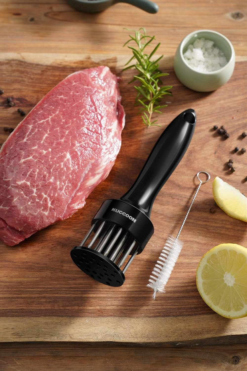 KUCCOON Meat Tenderizer Tool Stainless Steel Needle Ultra Sharp 24 Blades Tenderizer Tool for Tenderizing Beef Chicken Steak Veal Pork - 2Black image number 6