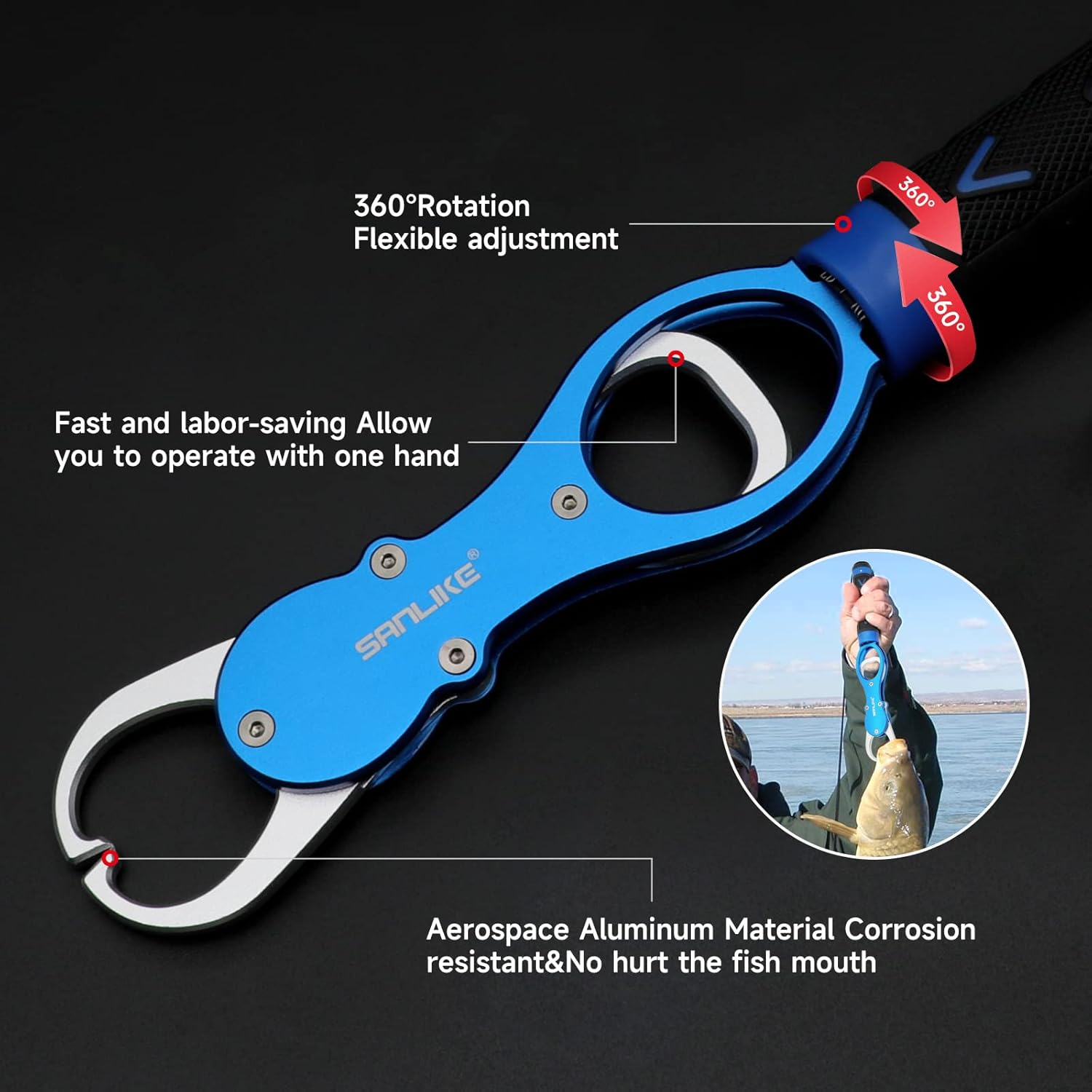 KOMCLUB Fish Grip Fish Lip Gripper with Digital Scale Professional Aluminium Fish Gripper Portable Durable Fish Holder for Fishing Enthusiasts image number 6