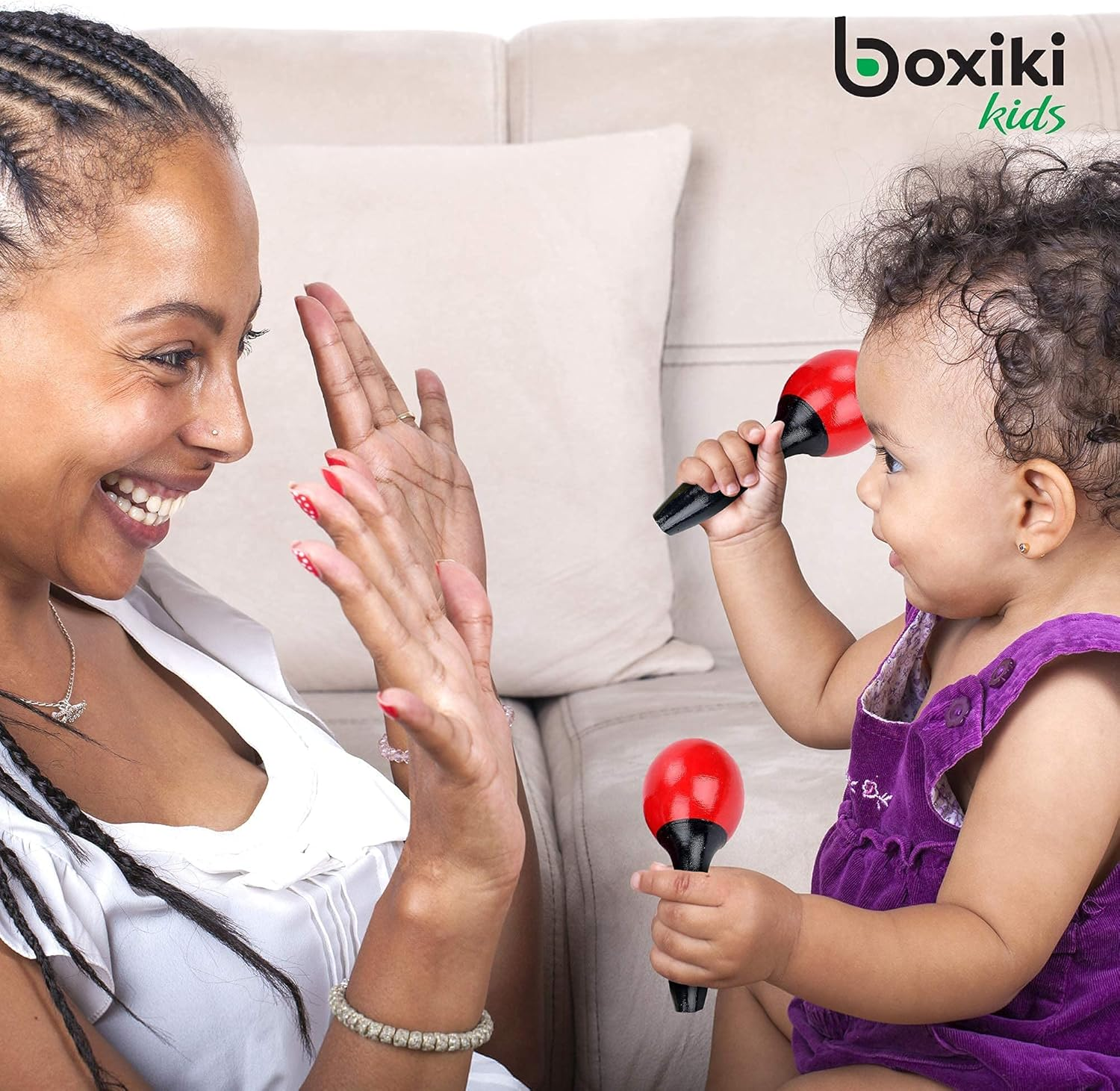 Musical Instrument Set 16 PCS | Rhythm & Music Education Toys for Kids | Clave Sticks, Shakers, Tambourine, Wrist Bells & Maracas for Kids | Natural Toys with Carrying Case by Boxiki Kids image number 3