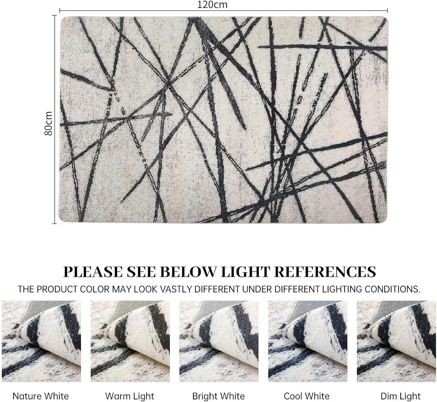 Area Rugs Soft Modern Rug Carpet Geometric Stripe Rug Non Slip Cashmere Rug for Bedroom Living Room Floor Mat(Beige, 80 * 120Cm) image number 5