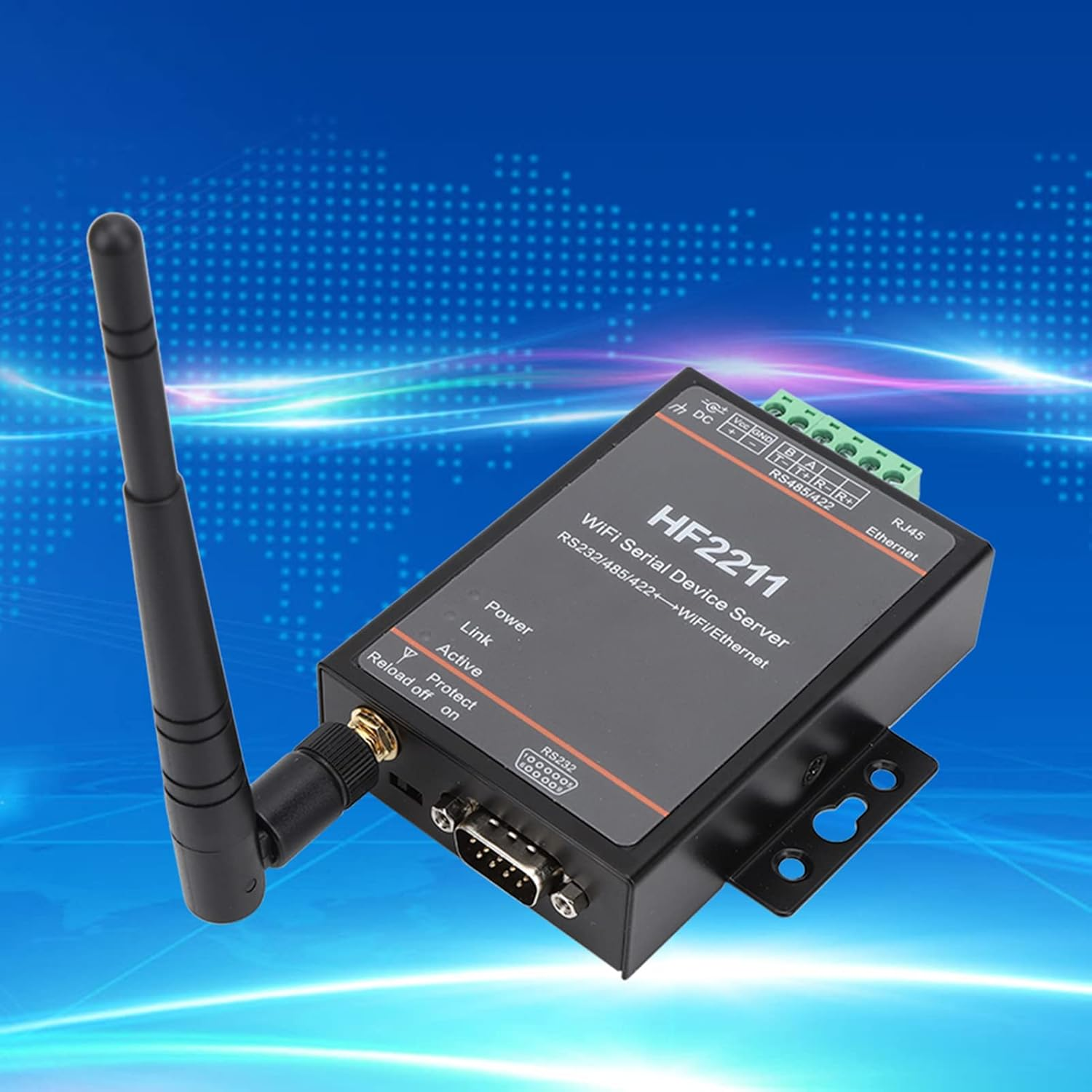 HF2211 Serial Device Server, RS232/485/422 to Wifi and Ethernet DTU Short Message Communication Module, 5-36VDC Serial Data Communication Device Support image number 2