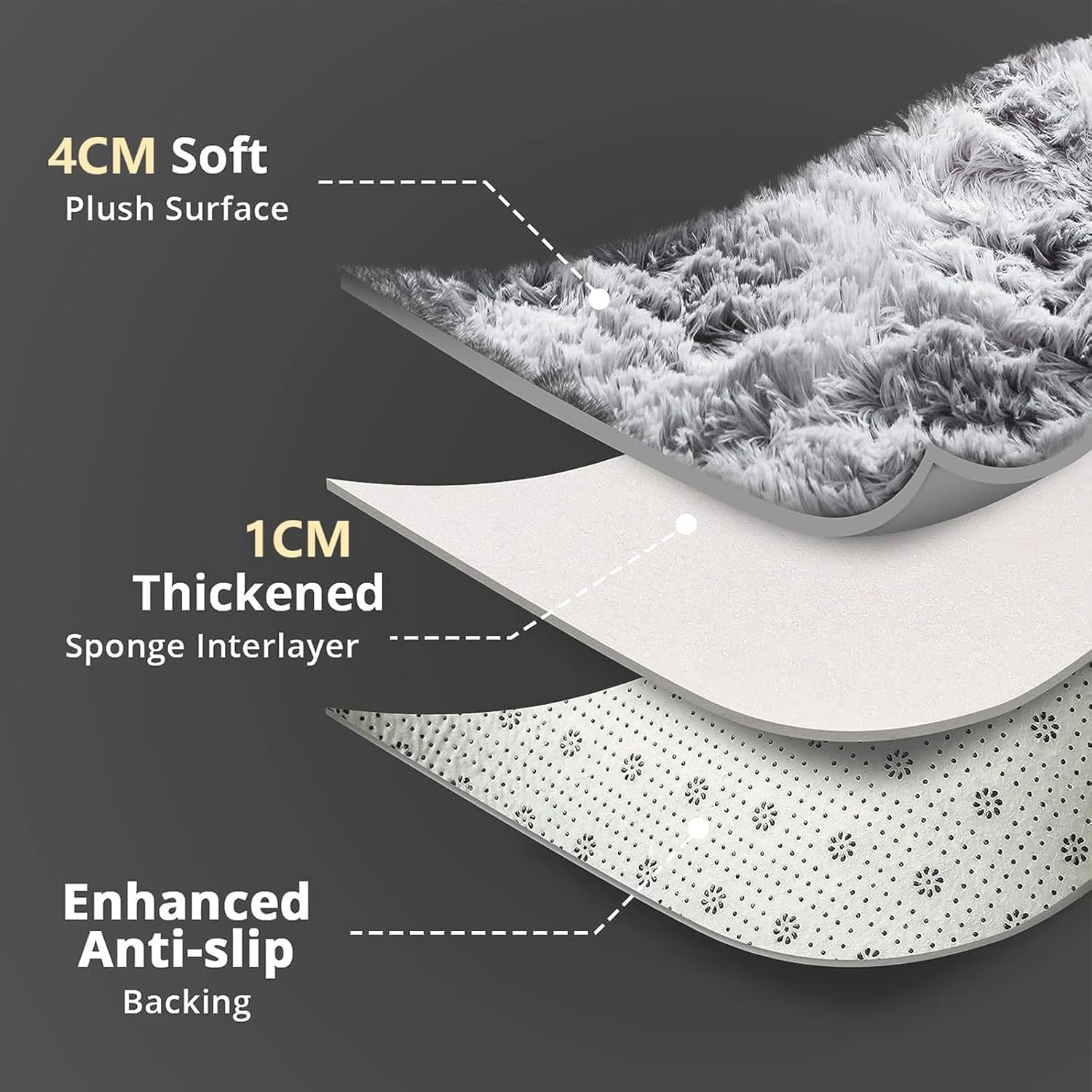 Large Area Rugs for Living Room, Ultra Soft Indoor Modern Fluffy Bedroom Carpets, Washable Furry Throw Rugs Area Carpets for Children Home Decor Nursery Rug (Light Grey,50 X 80 CM) image number 4