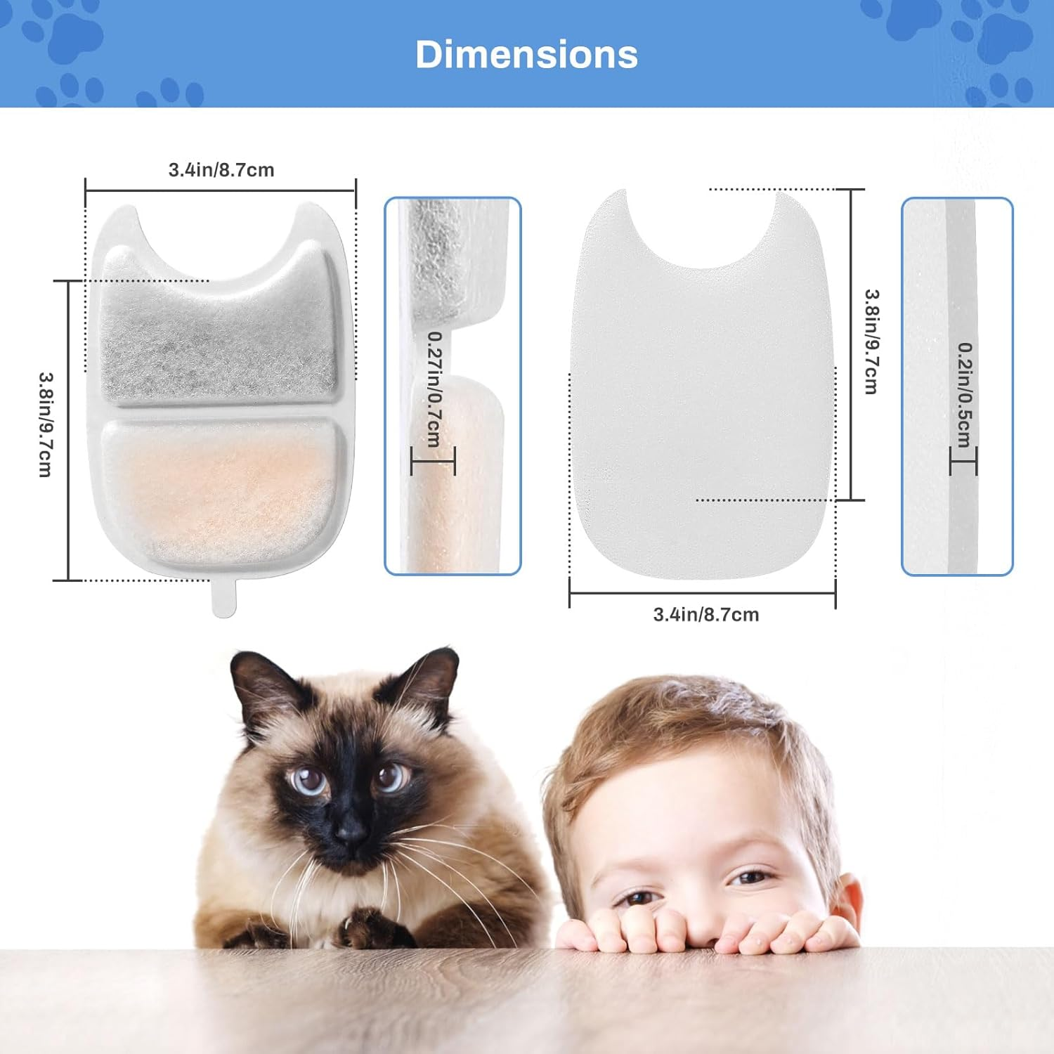 Feriva Cat Fountain Filter Sponges Replacement, Triple Filtration, 6 Pack (6+6+6) image number 3