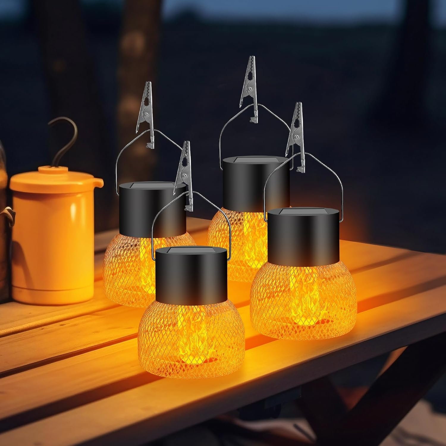 Solar Hanging Light, IP65 Waterproof Solar Lights for Outdoor Hanging, Solar Garden Lights for Outdoors, Lamp Outdoor, Hanging Light, for Gardens, Yards, Fences, Trees, 4 Pieces image number 1