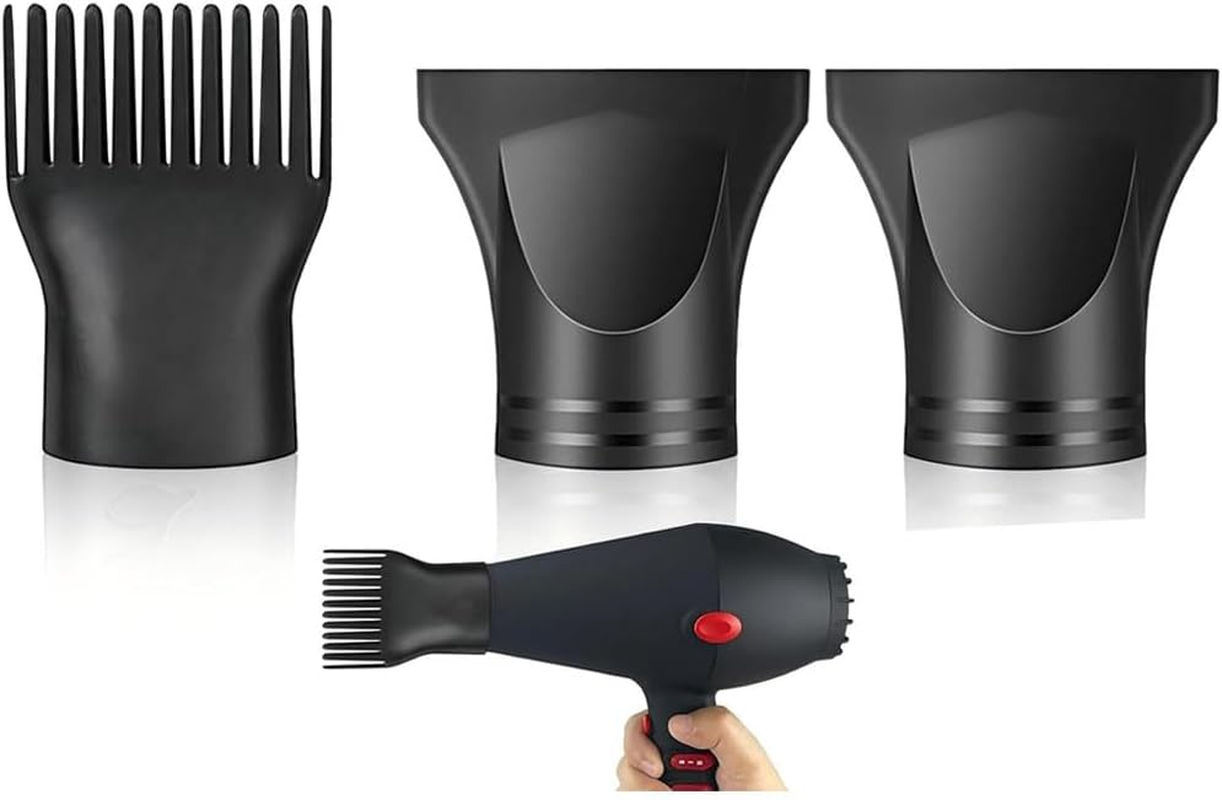 Aufondof 3 Pcs Universal Hair Dryer Nozzle with Flat and Comb Attachments Plastic Hair Concentrator Diffuser Nozzle Replacement Hair Dryer Attachments for Salon and Home Use