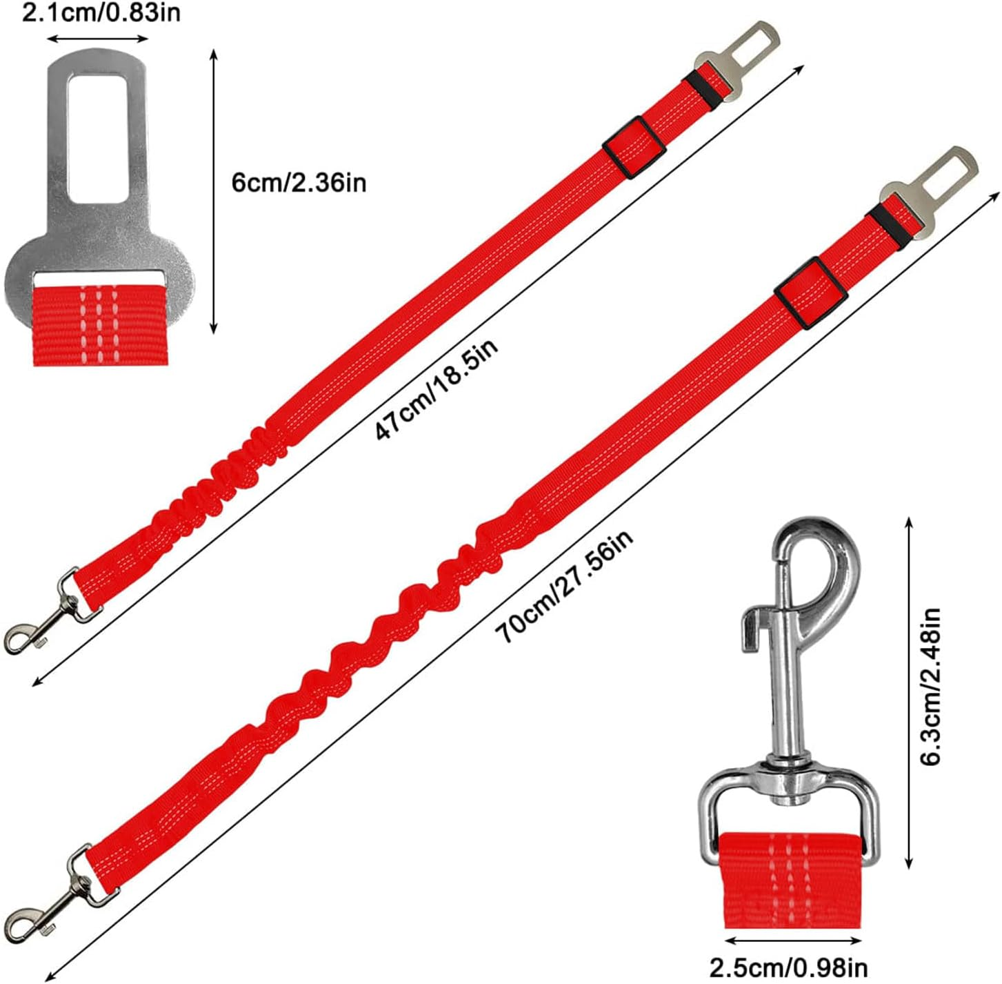 2Pcs Dog Leash, Dog Seat Belt and Leash, Nylon Pet Car Seatbelt Harness image number 2