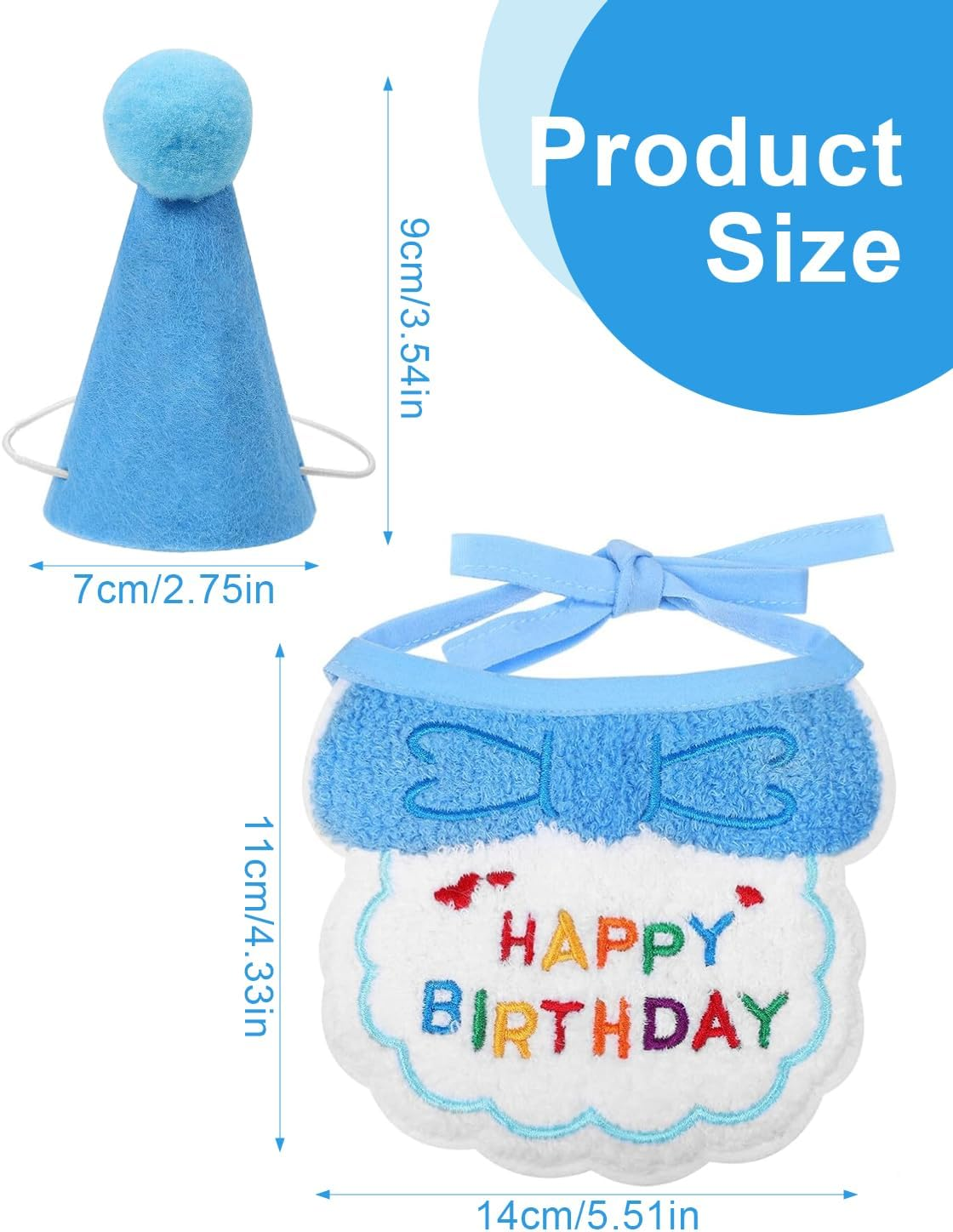 Zeayebsr 2 Pieces Cat Dog Birthday, Cute Birthday Bandana Set for Small Dog, Pet Happy Birthday Decorations for Girls Boys Kittens Birthday Hat Decoration image number 2