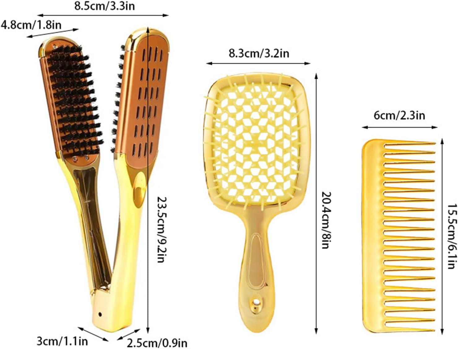 Clamp Brush for Straightening Hair, Double Sided Styling Comb Set, Beauty Makeup Straightening Brush Stylist Tool for Wet Dry Use image number 3