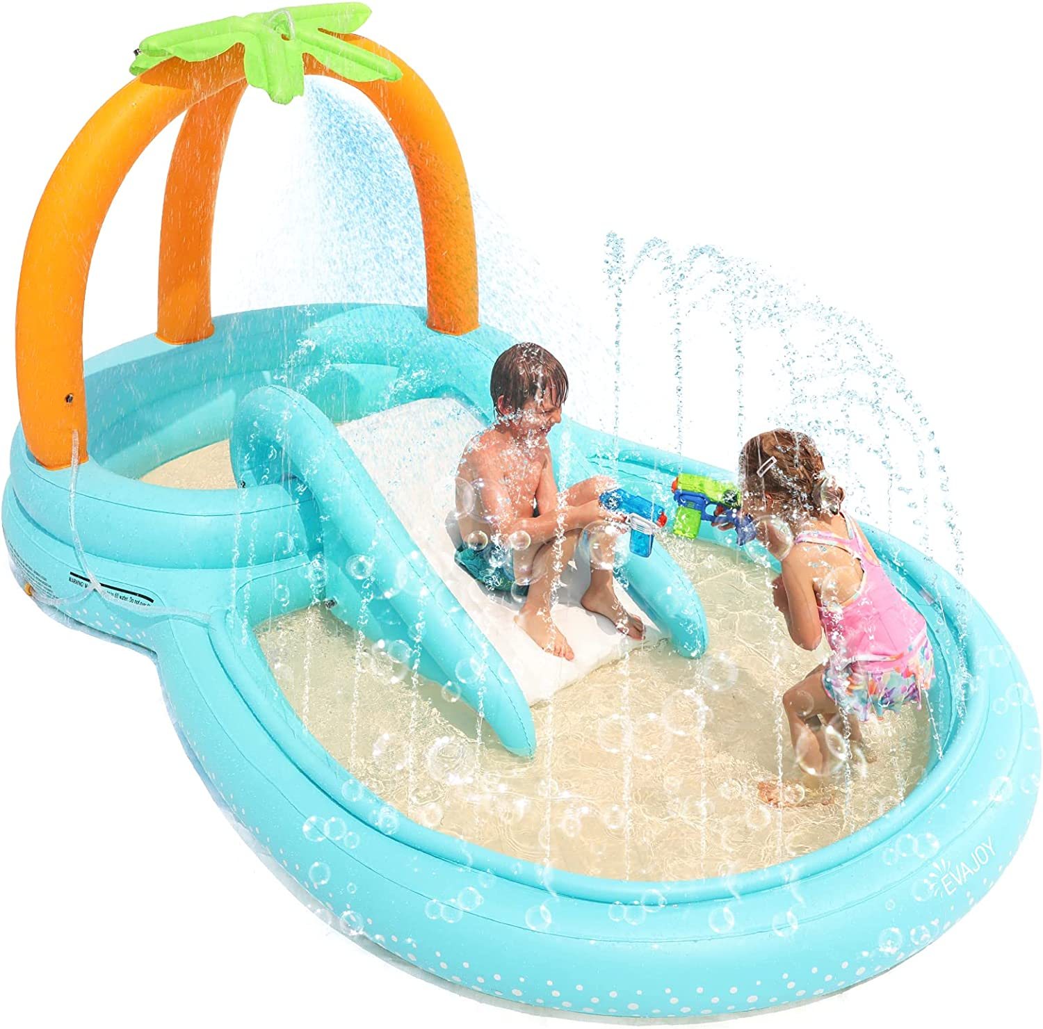 Evajoy Kiddie Pool, Inflatable Play Center Kids Pool with Slide, Water Sprayers Thickened Wear-Resistant Full-Sized Swimming Pool for Kids Toddler Children, Garden Backyard & Indoor Use 110&rdquo;X71&rdquo;X53&rdquo; image number 4