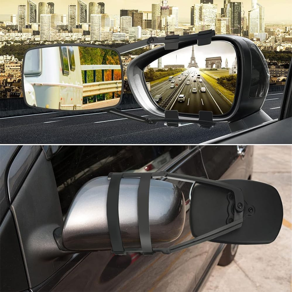 2 Pcs Mirror Extenders for Towing,Clamp-On Towing Mirrors,360 Degree Rotation Adjustable Dual View Tow Mirror,Universal Towing Mirror Fit Most Vehicle Car Truck, for Car Trucks Trailer