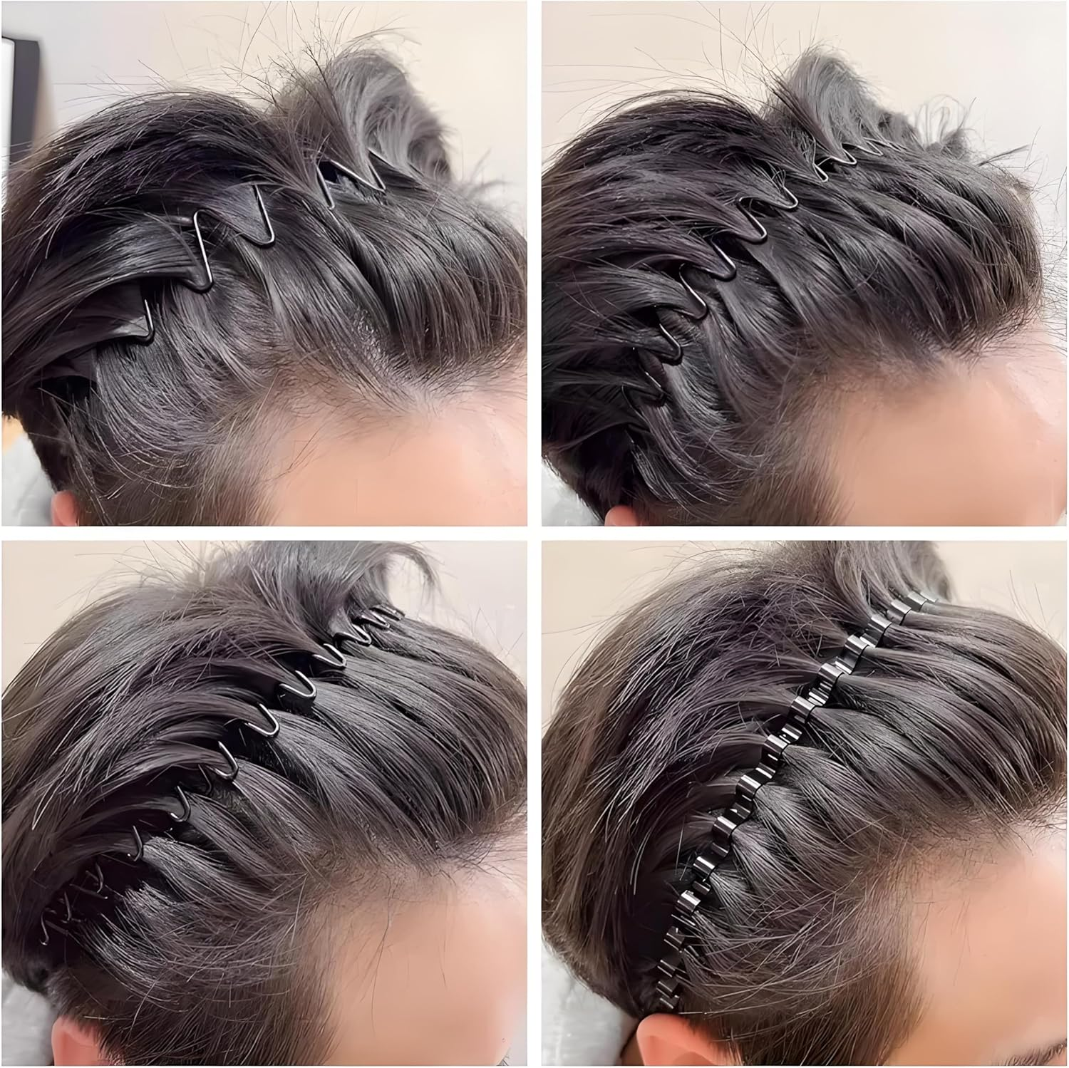 Metal Hair Band for Men Women, 6PCS Unisex Black Wavy Headband, Non Slip Head Bands, Hair Accessories for Outdoor Sports, Weddings, Daily Wear image number 1