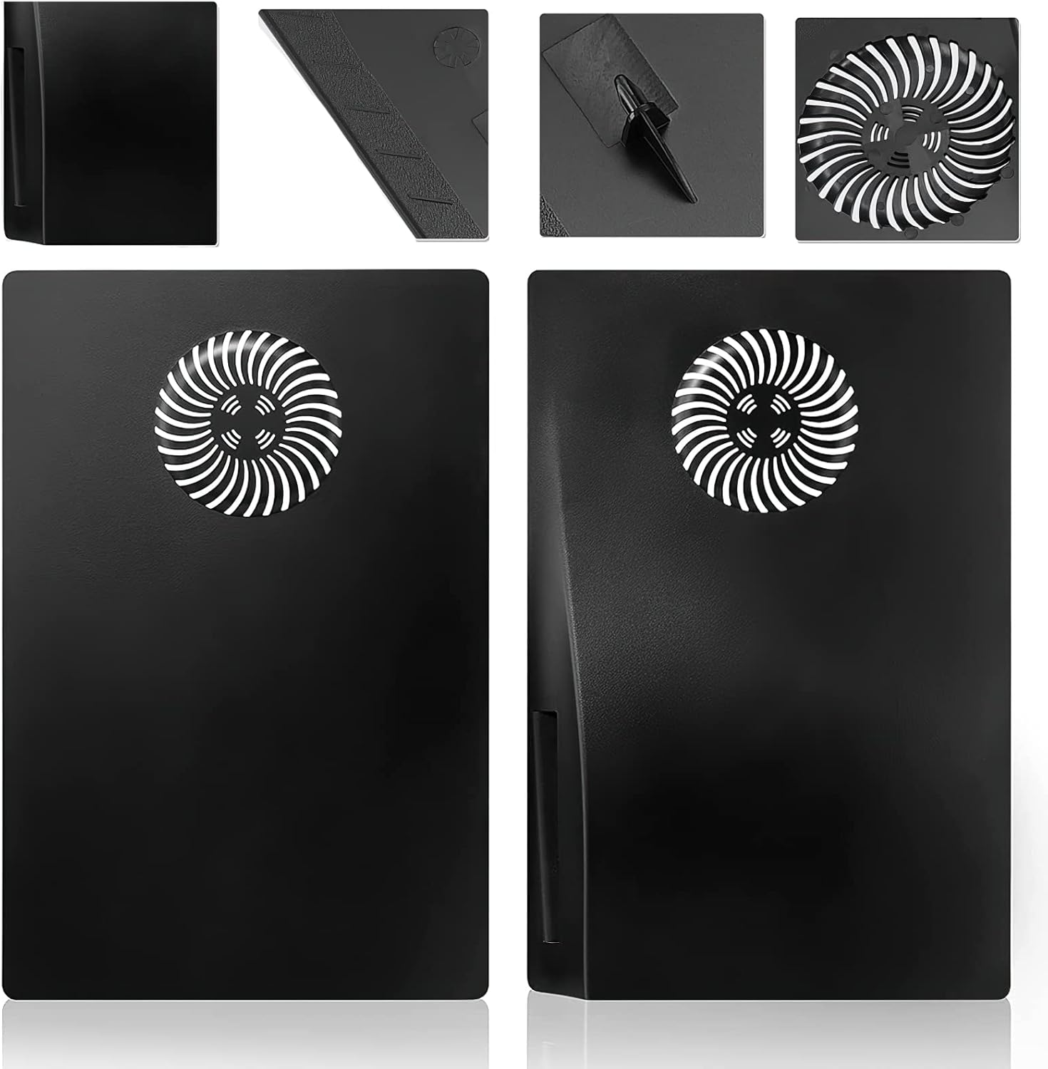 Cover Plates with Cooling Vent for PS5 Disc Edition Console, Accessories for Playstation 5 Face Plates Side Panels Shell Replacement Protective Faceplates (Black) image number 2