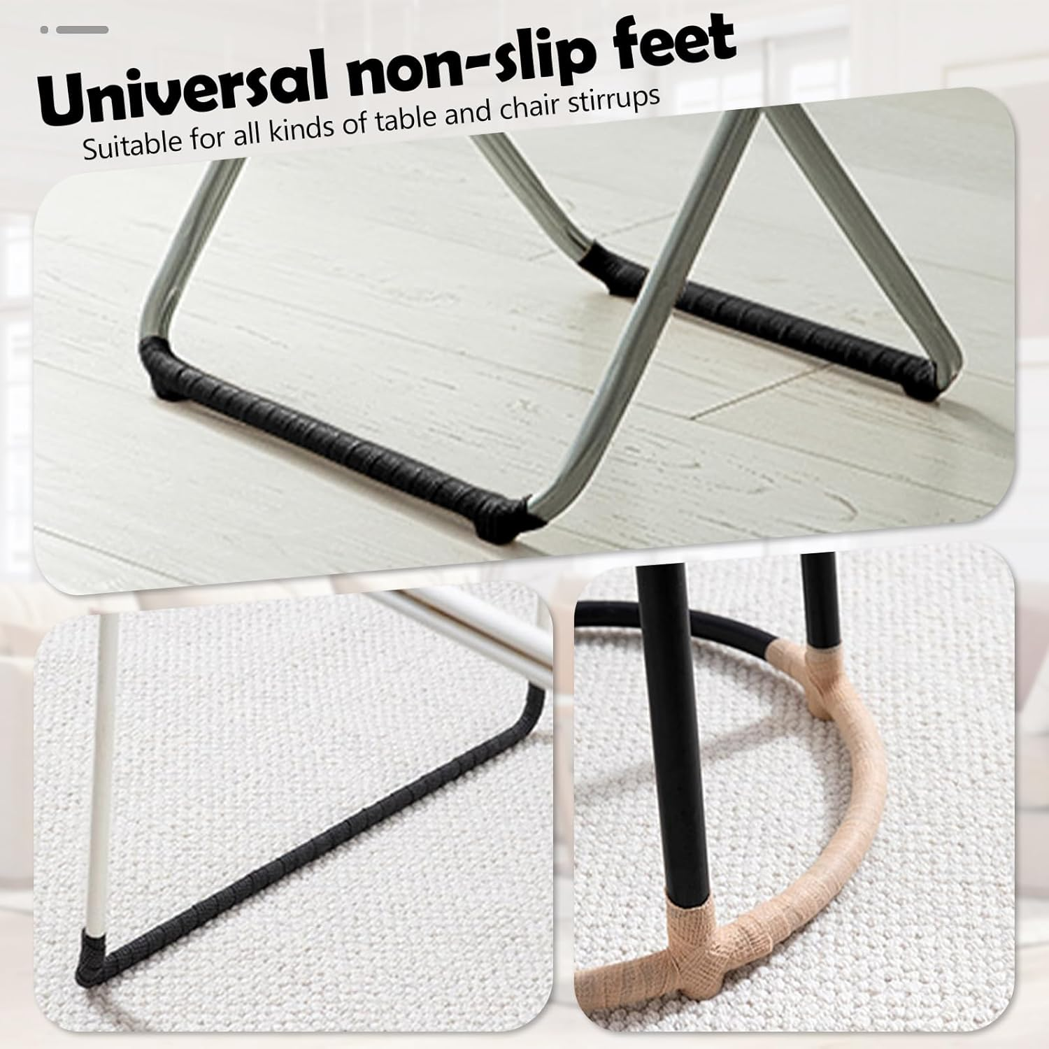 10 Pack Tapes Chair Leg Floor Protectors, Self Adhesive anti Slip Furniture Pads Tape Roll 1" X 177", Suitable for Different Furniture Legs Hardwood Floor Table Couch (Black) image number 4