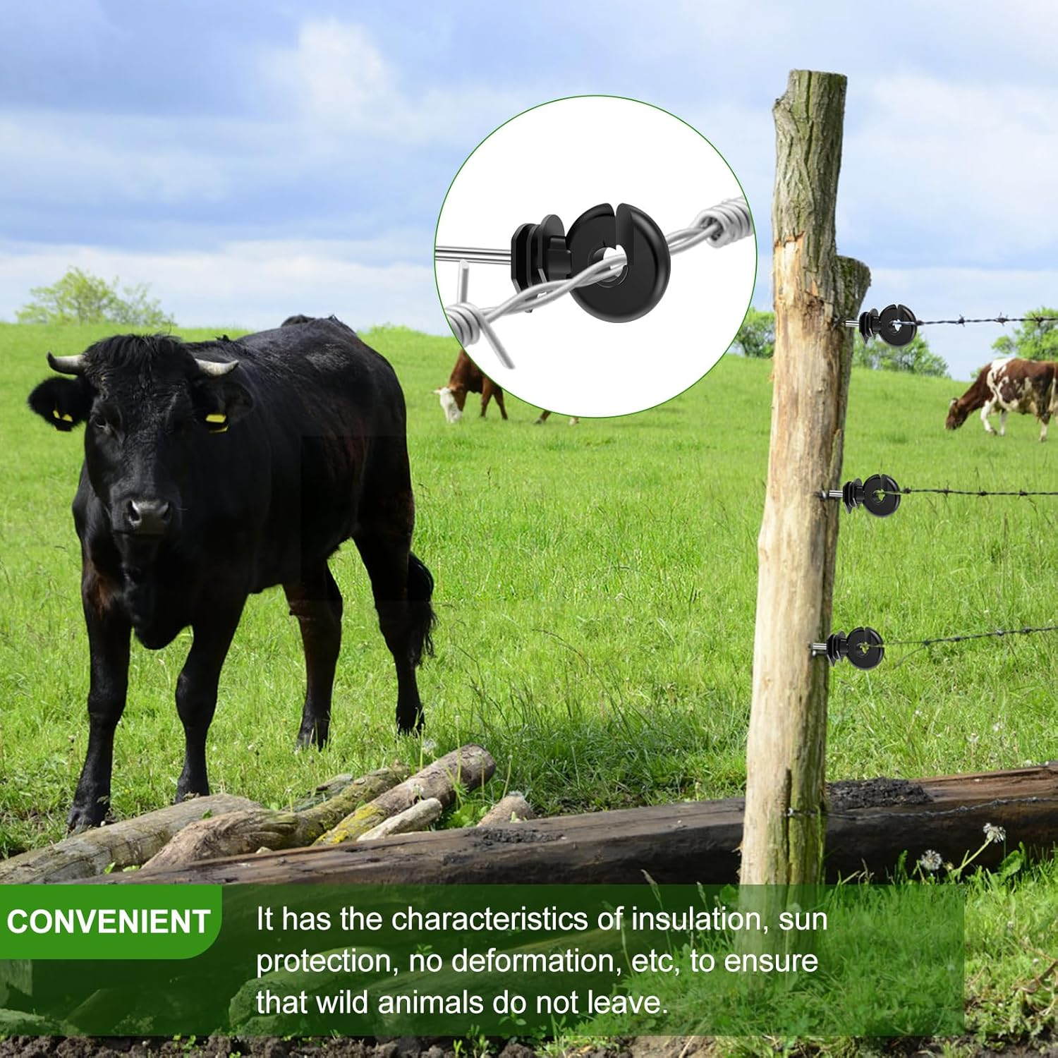 100Pcs Self Tapping Electric Fence Insulators, Versatile Temperature Resistant Screw in Insulators for Meadow Farm Electric Fence image number 3