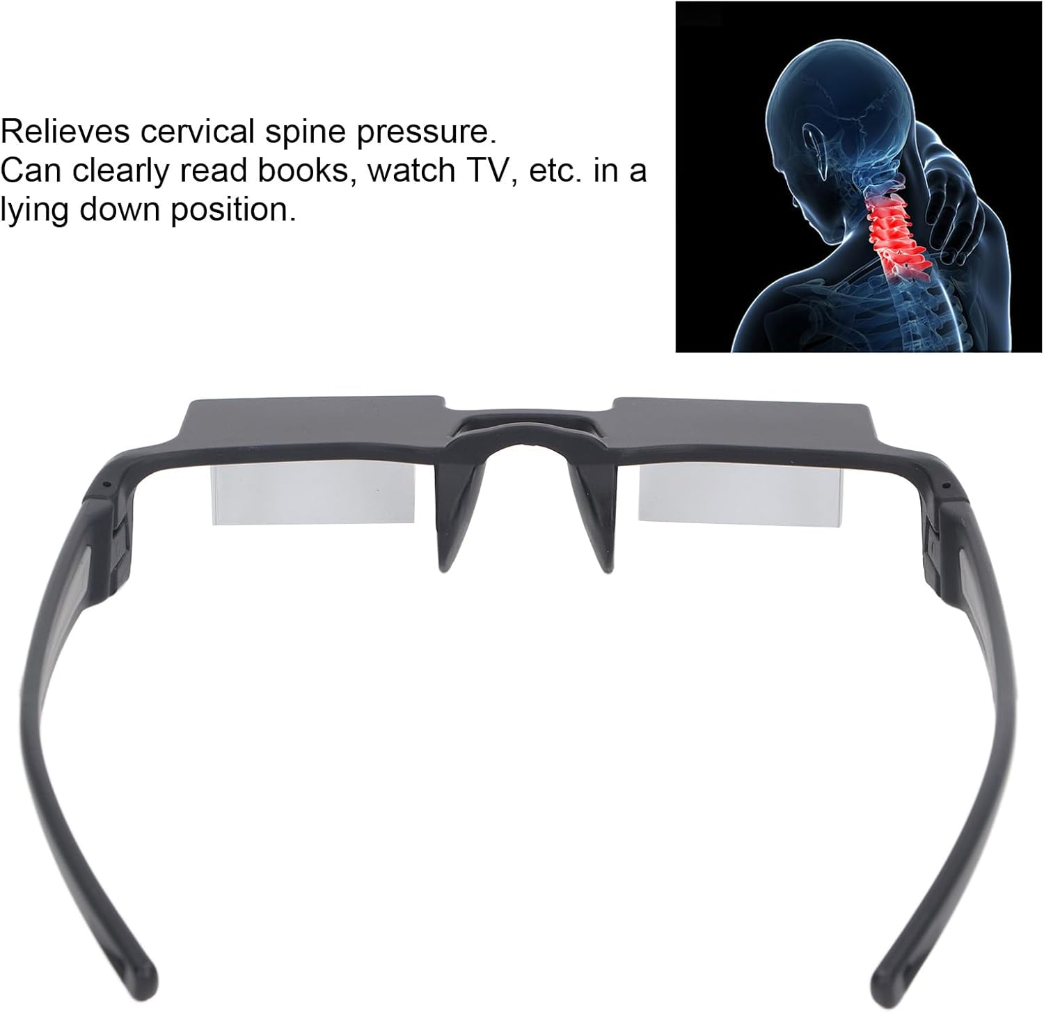 Lazy Glasses, 90&deg; Laying down Glasses, Horizontal View Prism Glasses for Laying down Reading, Watching TV with Glass or Reading Glass image number 2