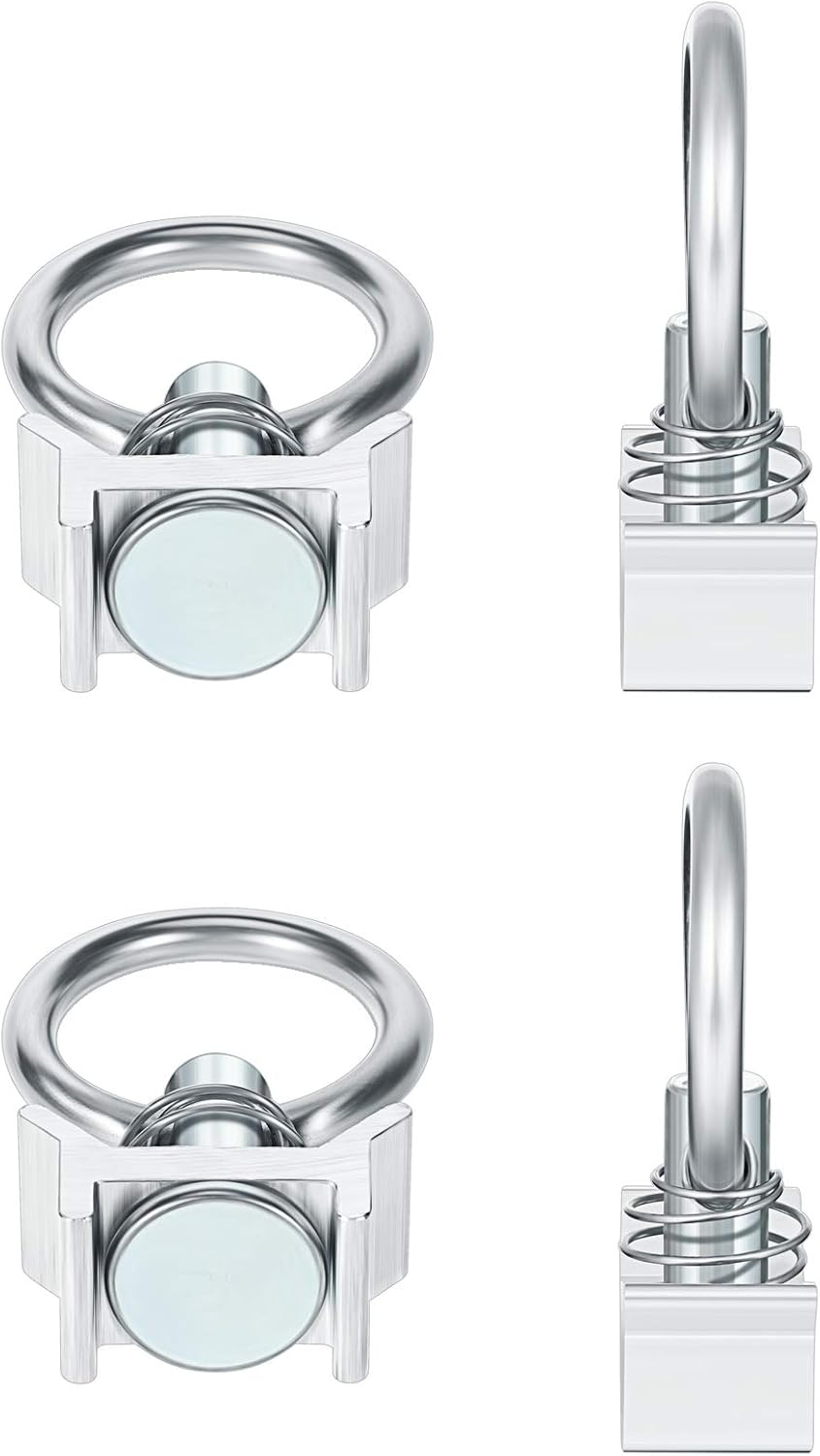 Hotop, Single Stud Fitting L Track 4,000LB Capacity with Stainless Steel round Ring Aluminum Keeper Cargo Control for Airline Track Logistic Installation (10 Pieces) image number 3