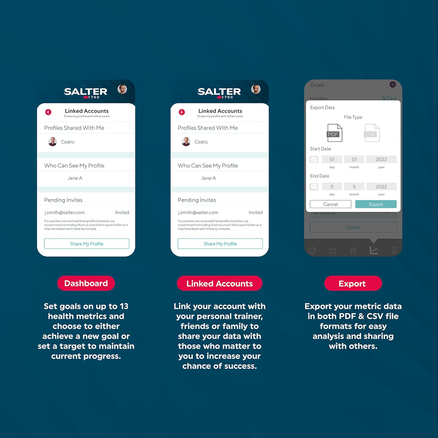 Salter Bluetooth Smart Bathroom Scale 180Kg, Black image number 2