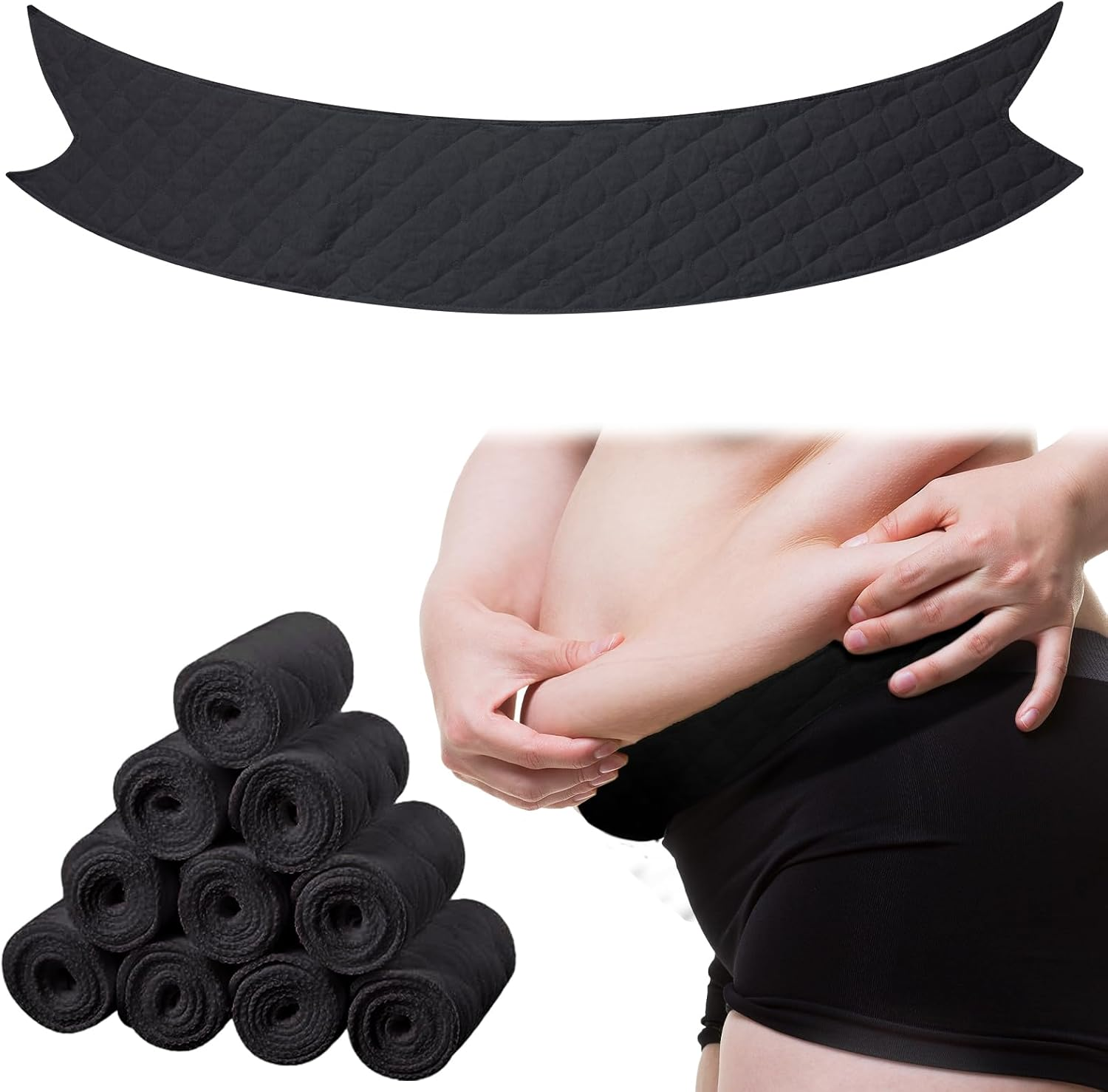 Wesnoy 10 Pcs Tummy Liners for Sweat Rash Cotton under Belly Sweat Liners plus Size under Belly Perspiration Absorber Pads Belly Band for Skin Rash, White, Xx-Large