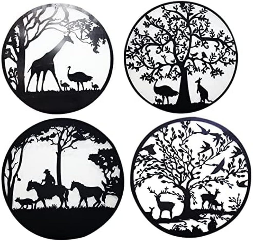 Lylac Iron Forest Animals round Wall Art, 60Cm X 60Cmx 1 Cm Size