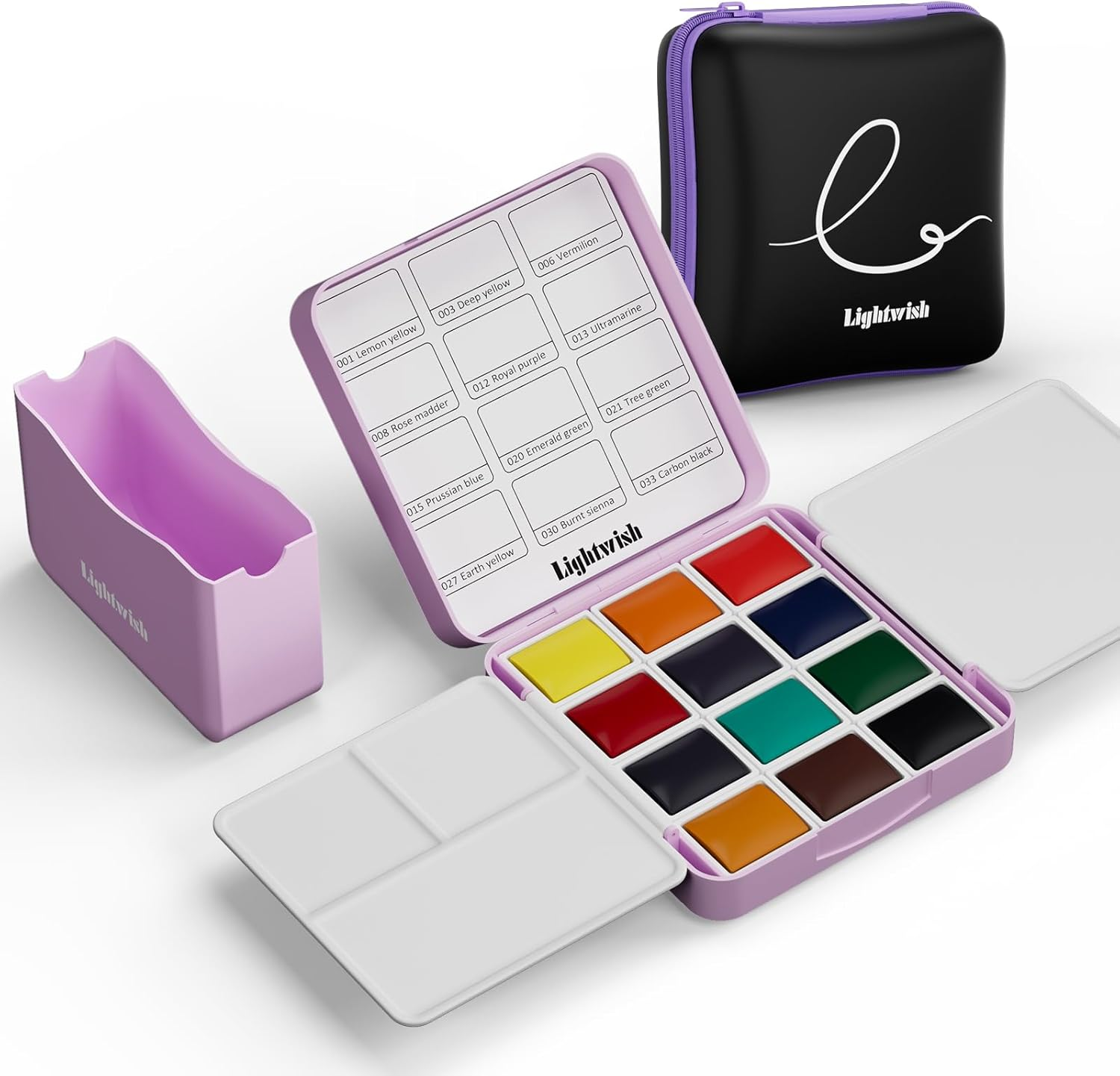 12 Colors Pocket Travel Watercolor Set, Mini Watercolor Paint Set with Portable Case,Coloring Mixing Palette, Water Wash Cup,For Adult Artist Beginner Watercolor Painting Lovers