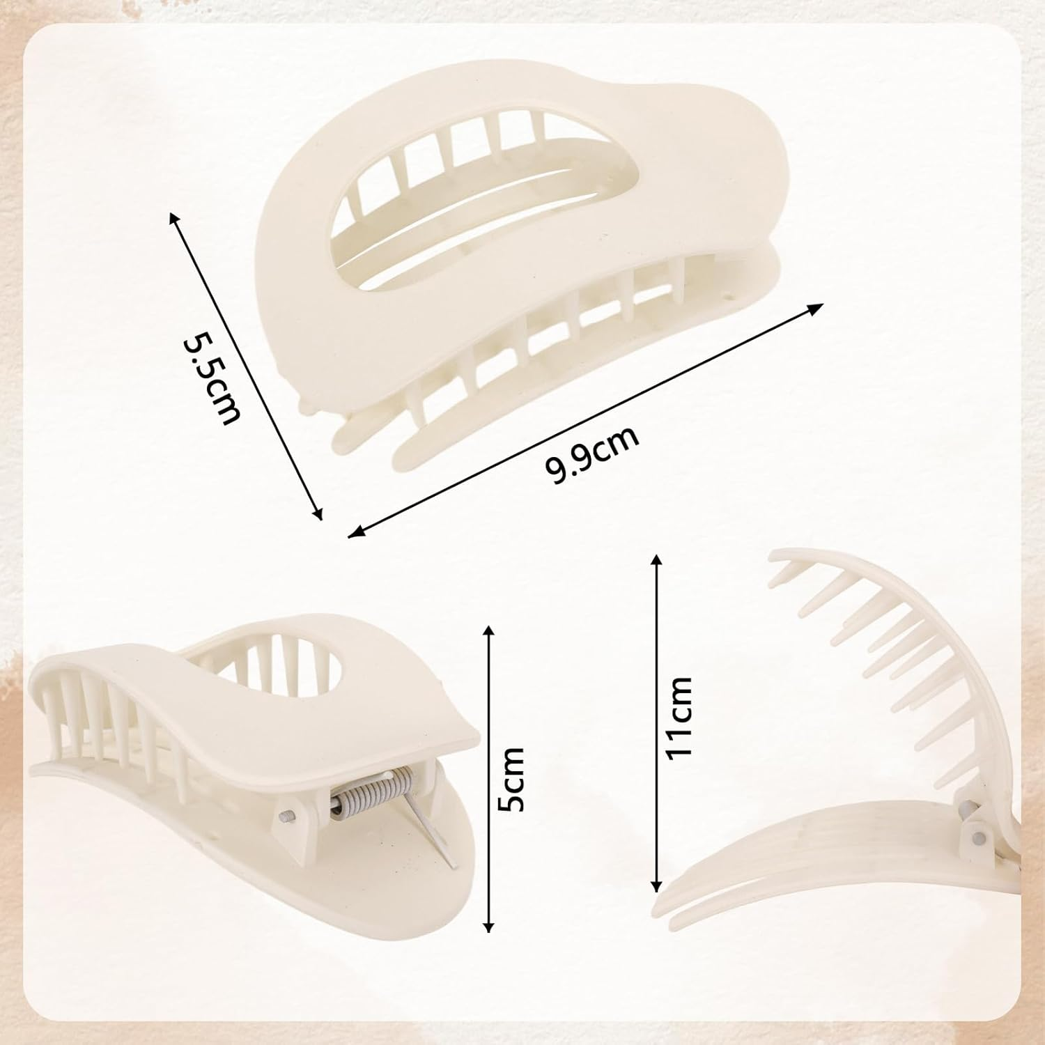 6 Pack Flat Claw Clip Medium round Hair Clip for Thick and Thin Hair image number 2