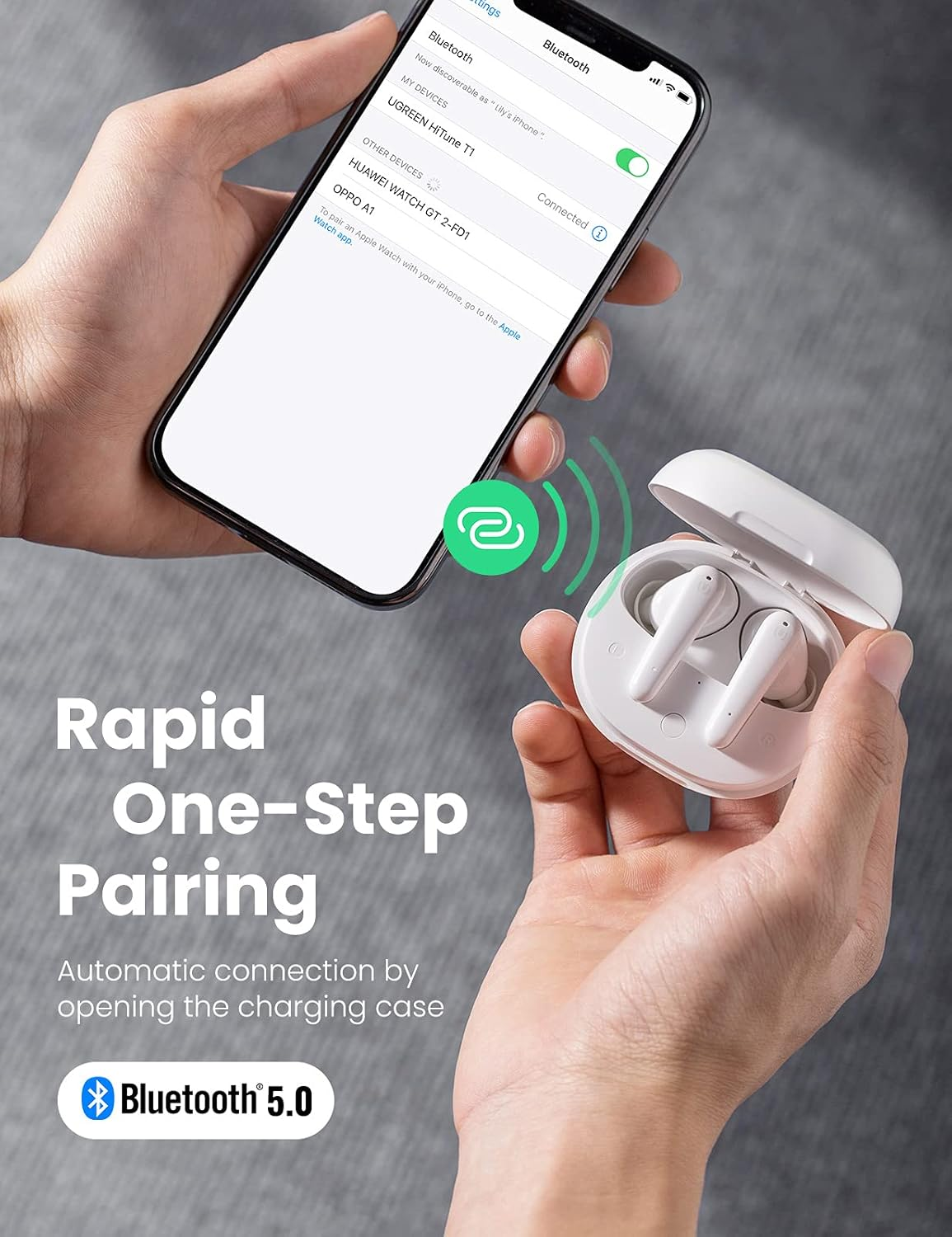 UGREEN 80650 T1 Wireless Earbuds White (V28-ACBUGN80650) image number 3