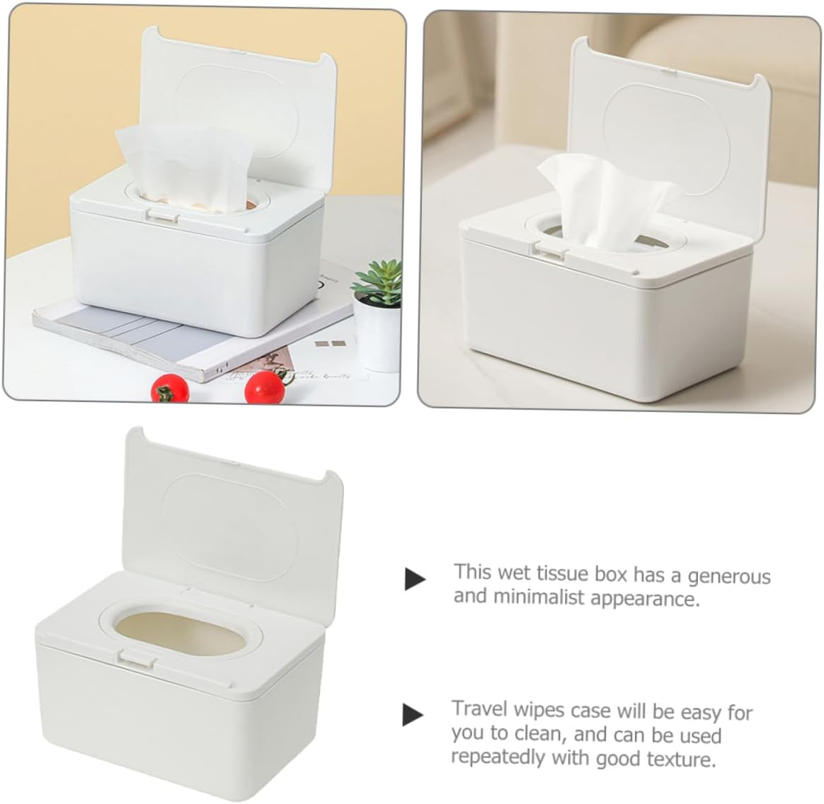 Ciieeo Wipes Dispenser Tissue Box Cover Plastic Wipe Holder Refillable Storage Case Portable for Home and Travel White image number 1