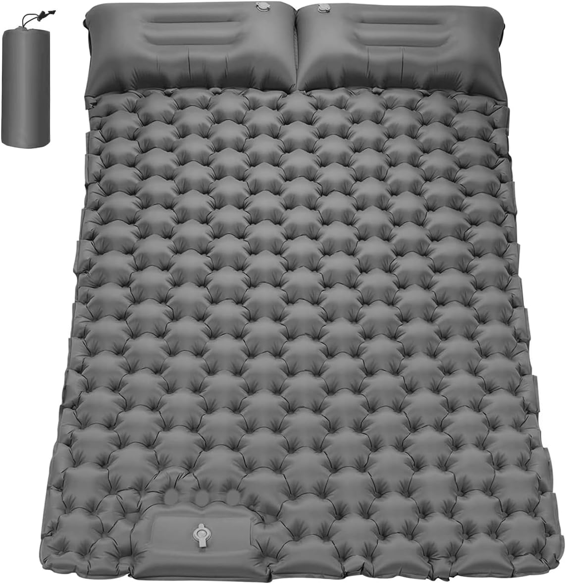 Alpen Double Portable Sleeping Pad Self Inflating Waterproof 2 Person Camping Mattress Inflatable Foot Press Ultralight Mat with Pillow for Backpacking, Hiking, Traveling (Grey) image number 3