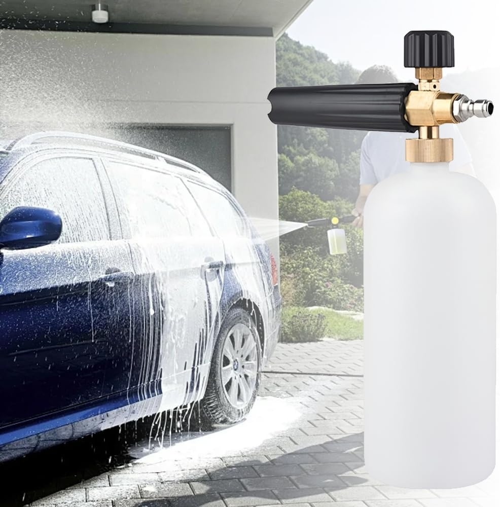 High Pressure Washer Foam Cannon Kit with 1/4&rdquo;Standard Quick Connector,1 L Bottle Snow Foam Lance,5 Adjustable Pressure Washer Spray Nozzle Tips for Car Floor Deck Windows Cleaning image number 4